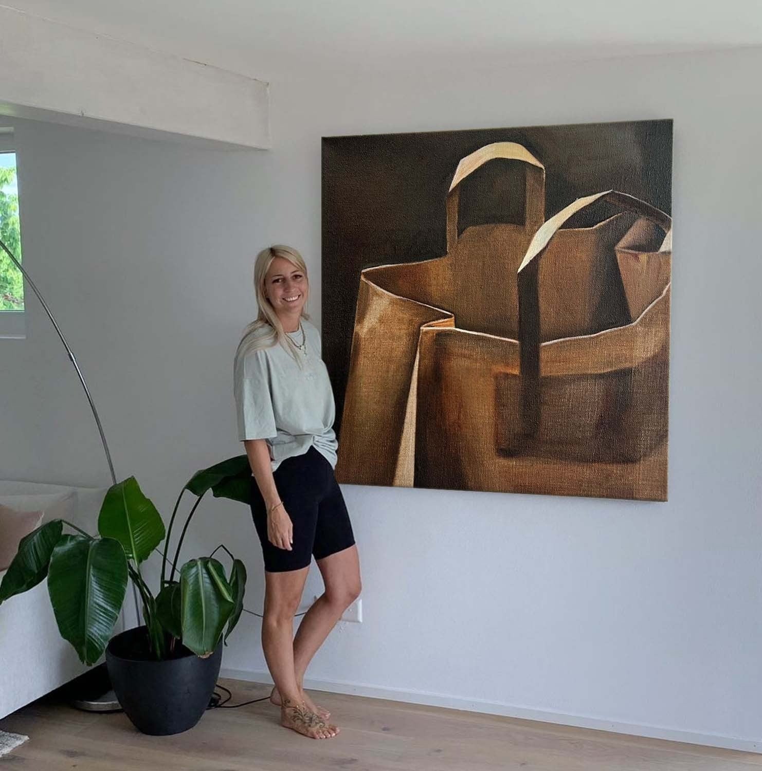 Wall Art Minimalist Textured Paper Bag