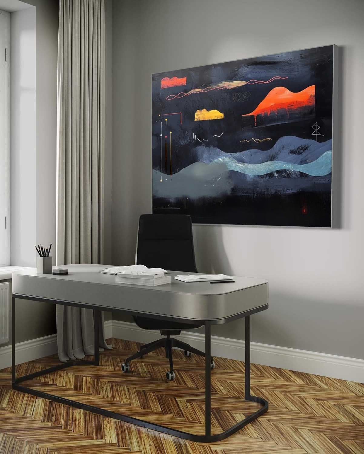 Wall Art Dramatic Textured Layered Dark