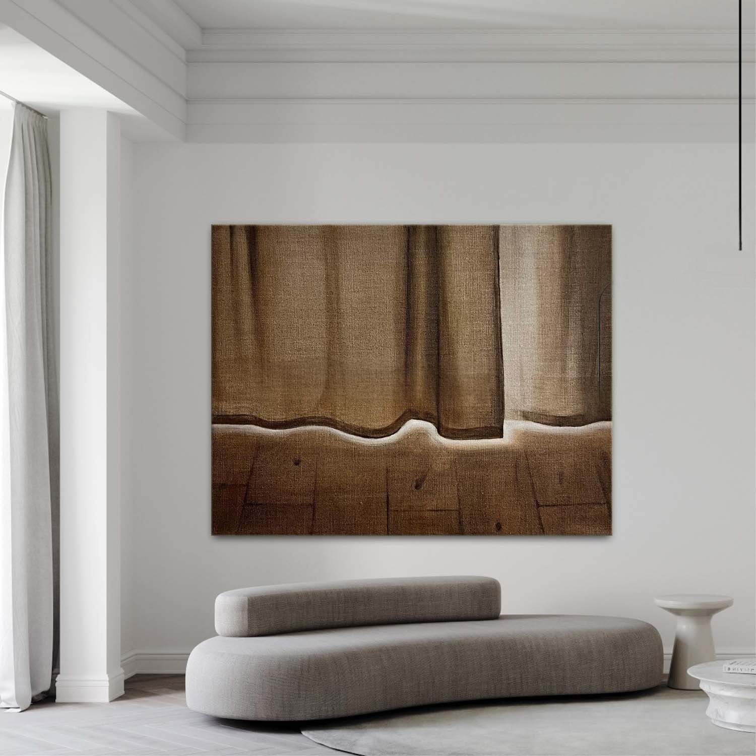 Wall Art Minimalist Textured Linen Curtain
