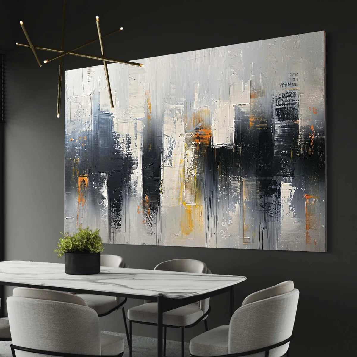 Neutral Oil Painting Urban Grid Textures Gold Colorful