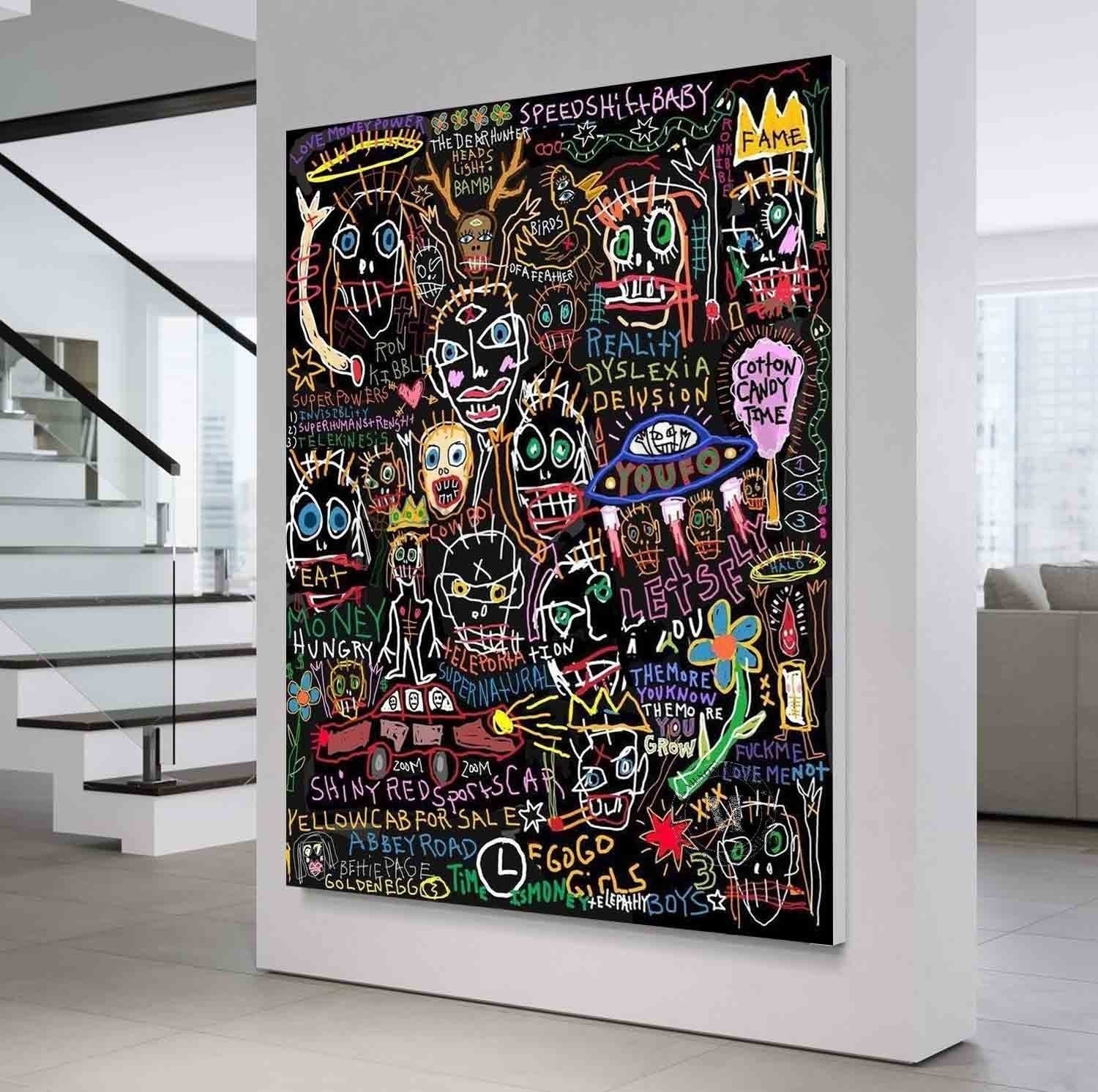 Wall Art Abstract Dense Graffiti Vibrant Chaotic