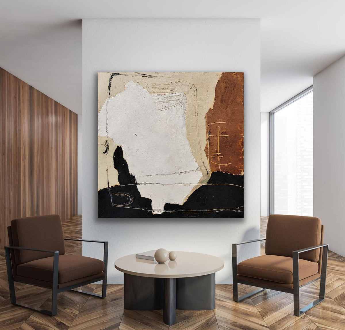 Wall Art Abstract Black Brown Painting