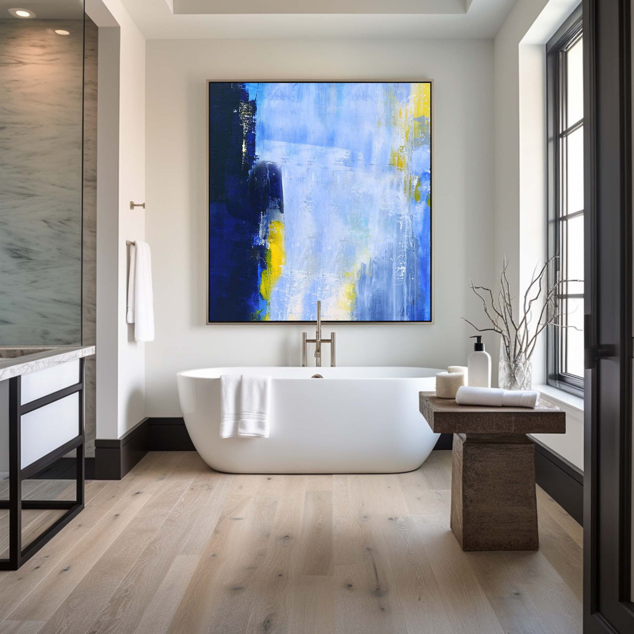 Blue Gold Abstract Canvas Wall Art