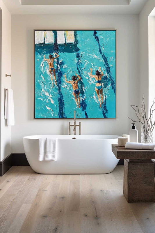 Swimmers Summer Energy Oil Painting