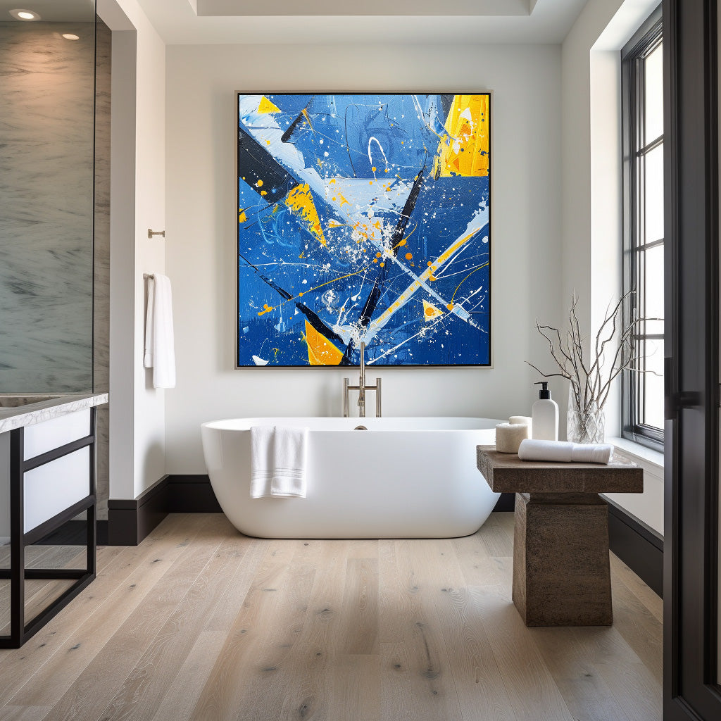 Electric Blue Collision Painting