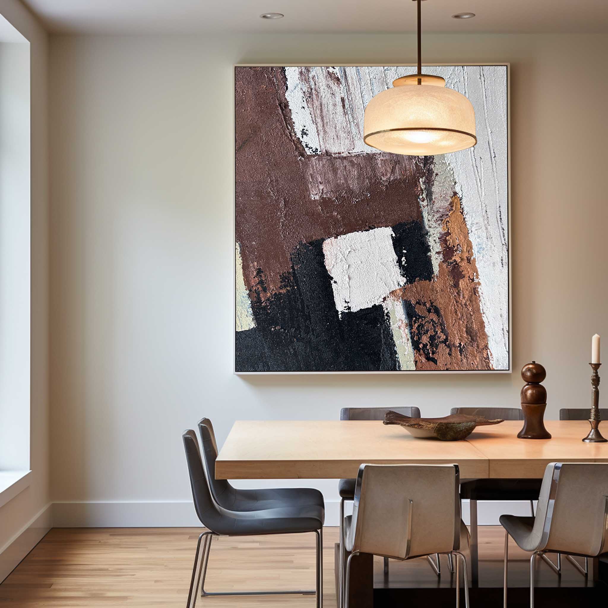 Earthy Brown Geometric Abstract Wall Art
