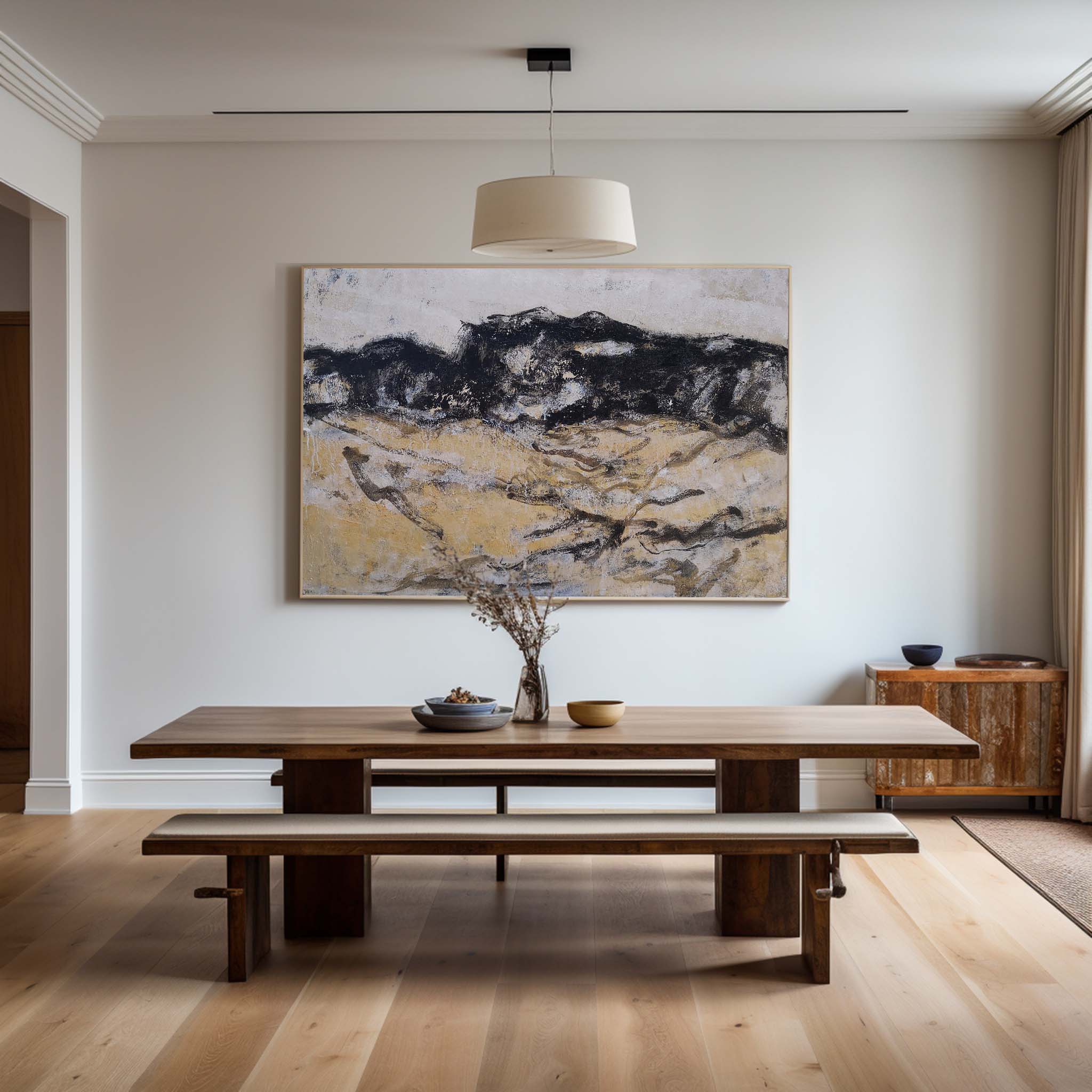Black And Gold Abstract  Painting #ABAH32