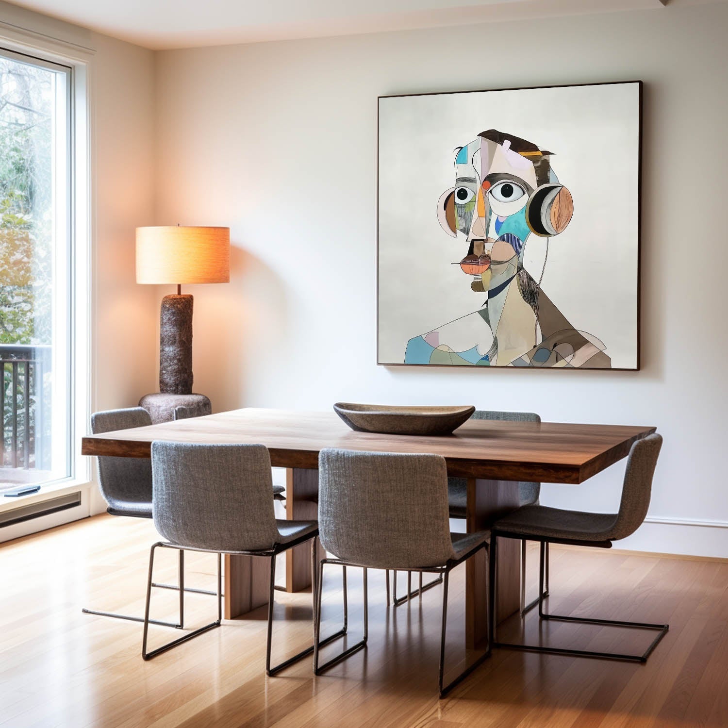 Fragmented Cubist Human Portrait Mixed‑Tone Abstract Layered Textured Artwork