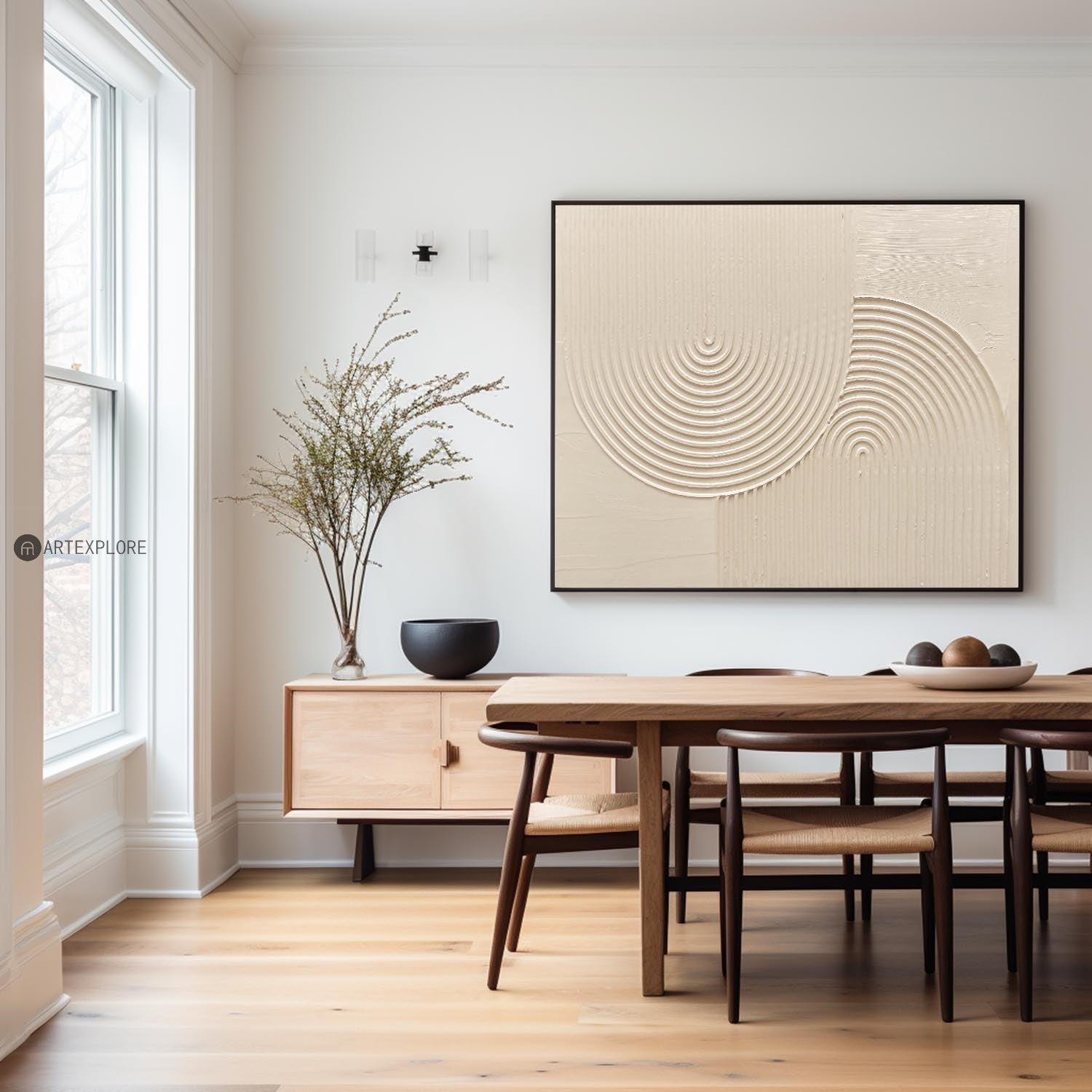 Neutral Concentric Circle Relief Wall Art