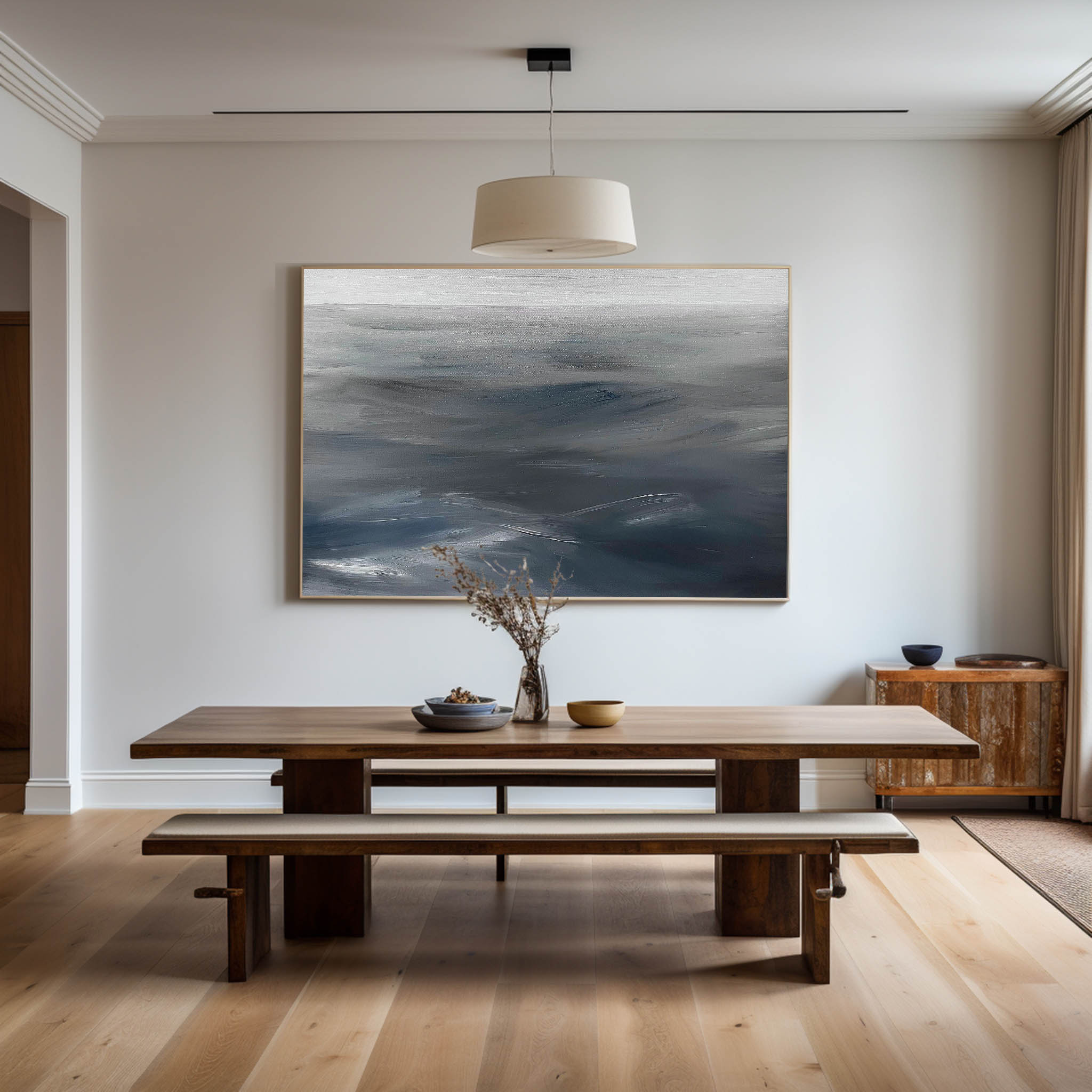 Moody Deep‑Tone Ocean Abstract  Wall Art