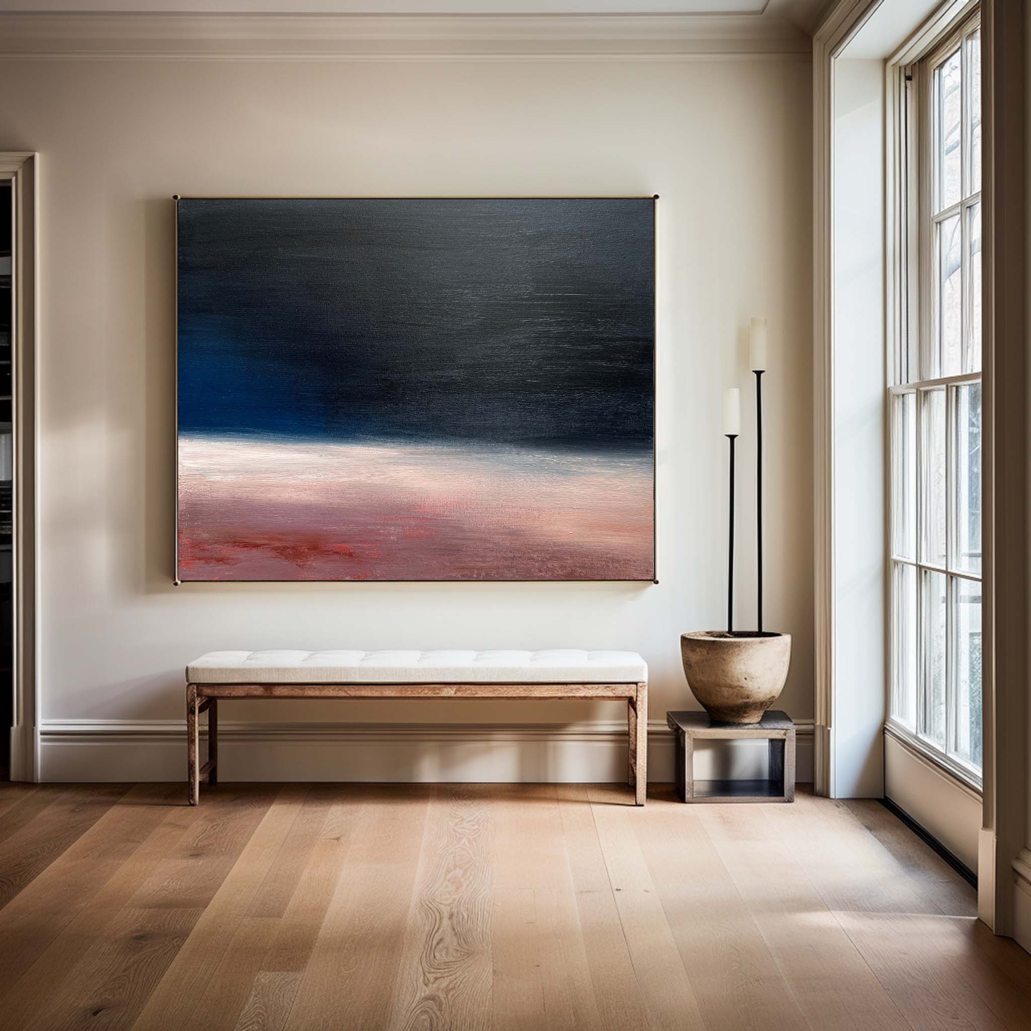 Gradient Horizon Minimal Abstract Unstretched Linen Canvas Wall Art