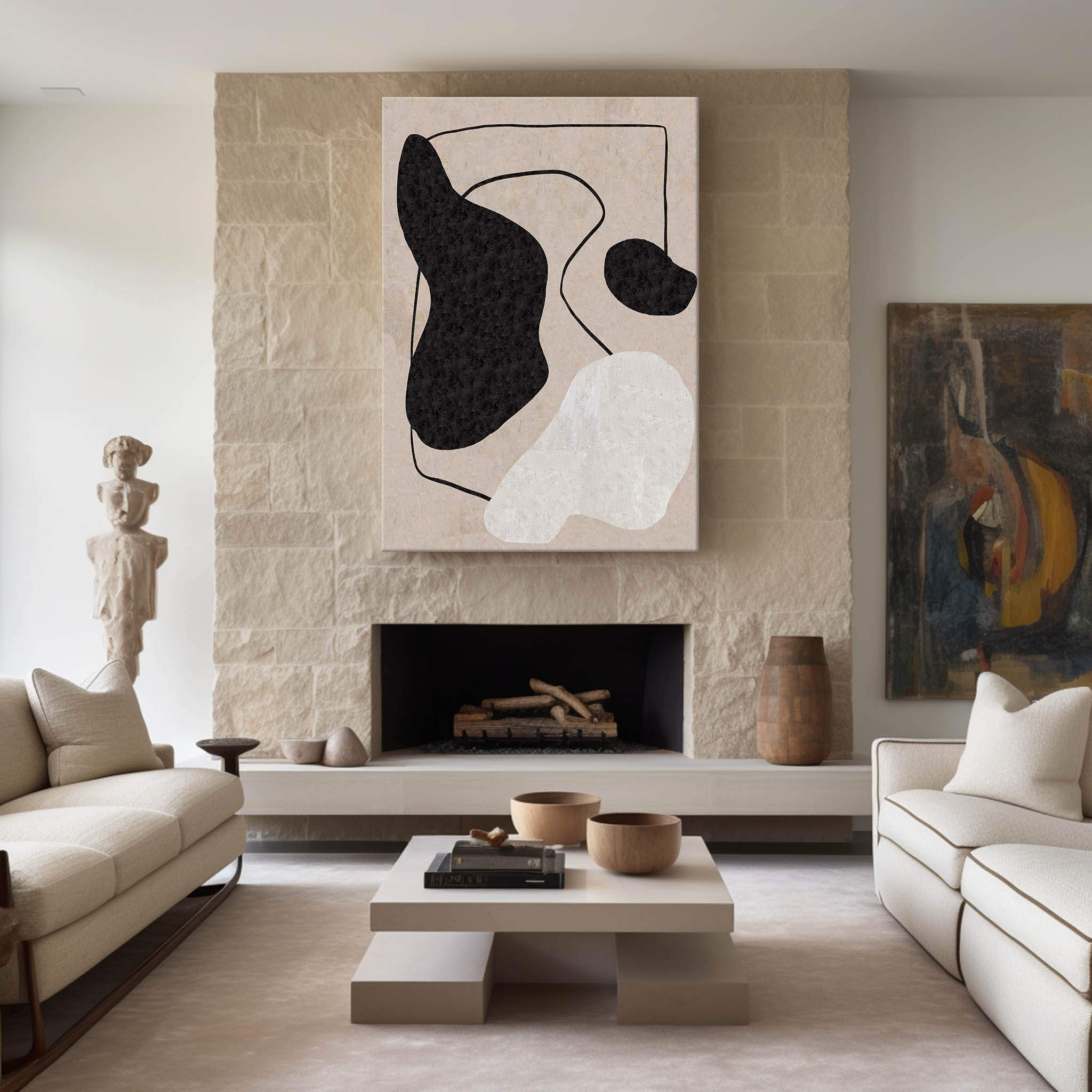 Beige Minimalist Abstract Painting ABAV196 - Neutralighting