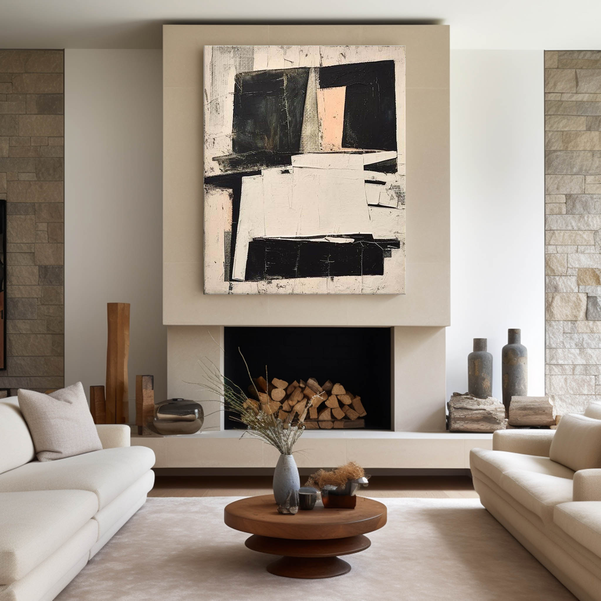 Vintage Block Abstract Canvas Wall Decor
