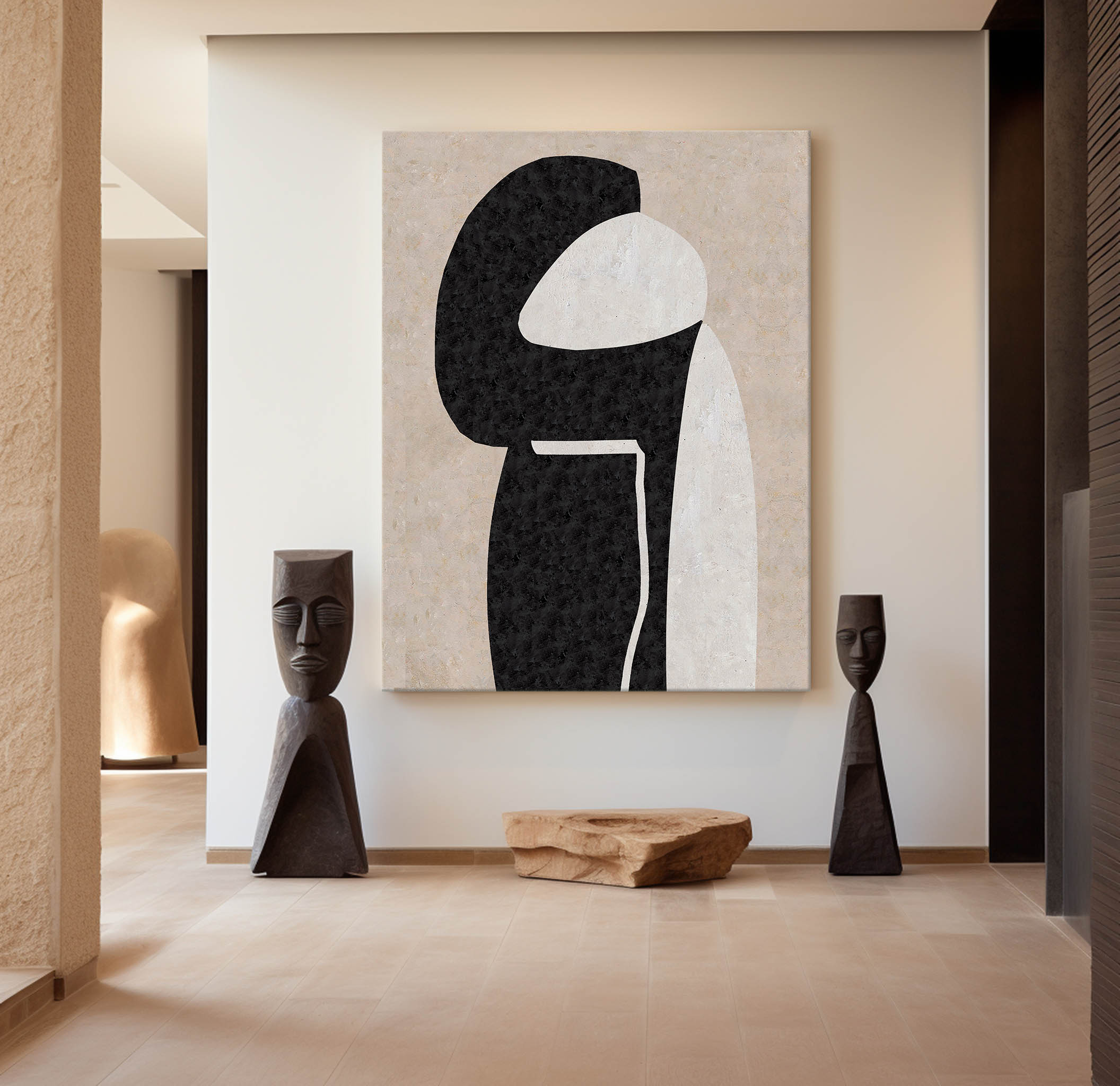 Mira Black Minimalist Abstract Canvas Wall Art