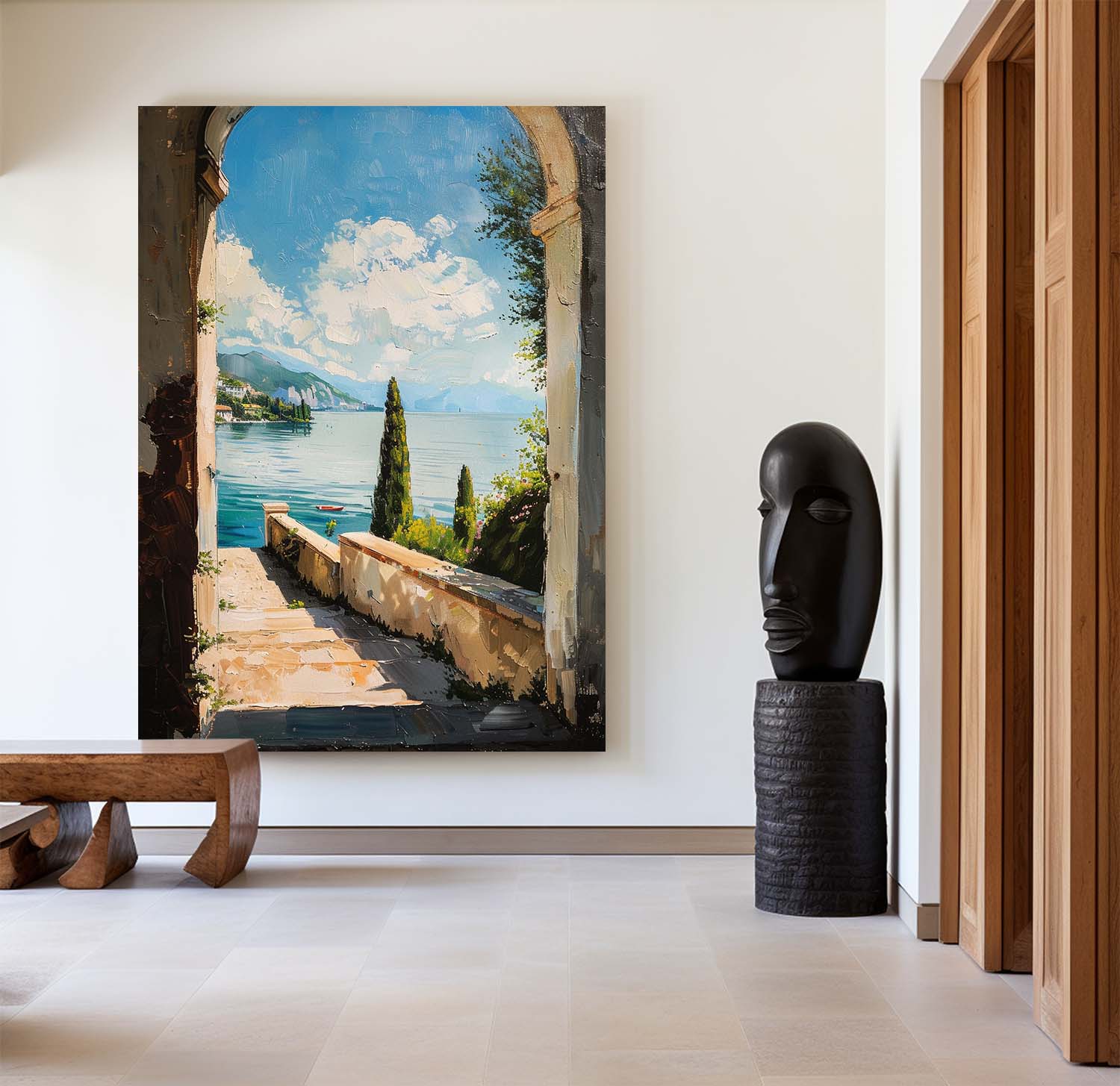 Theo Mediterranean Arch Lake Canvas Art