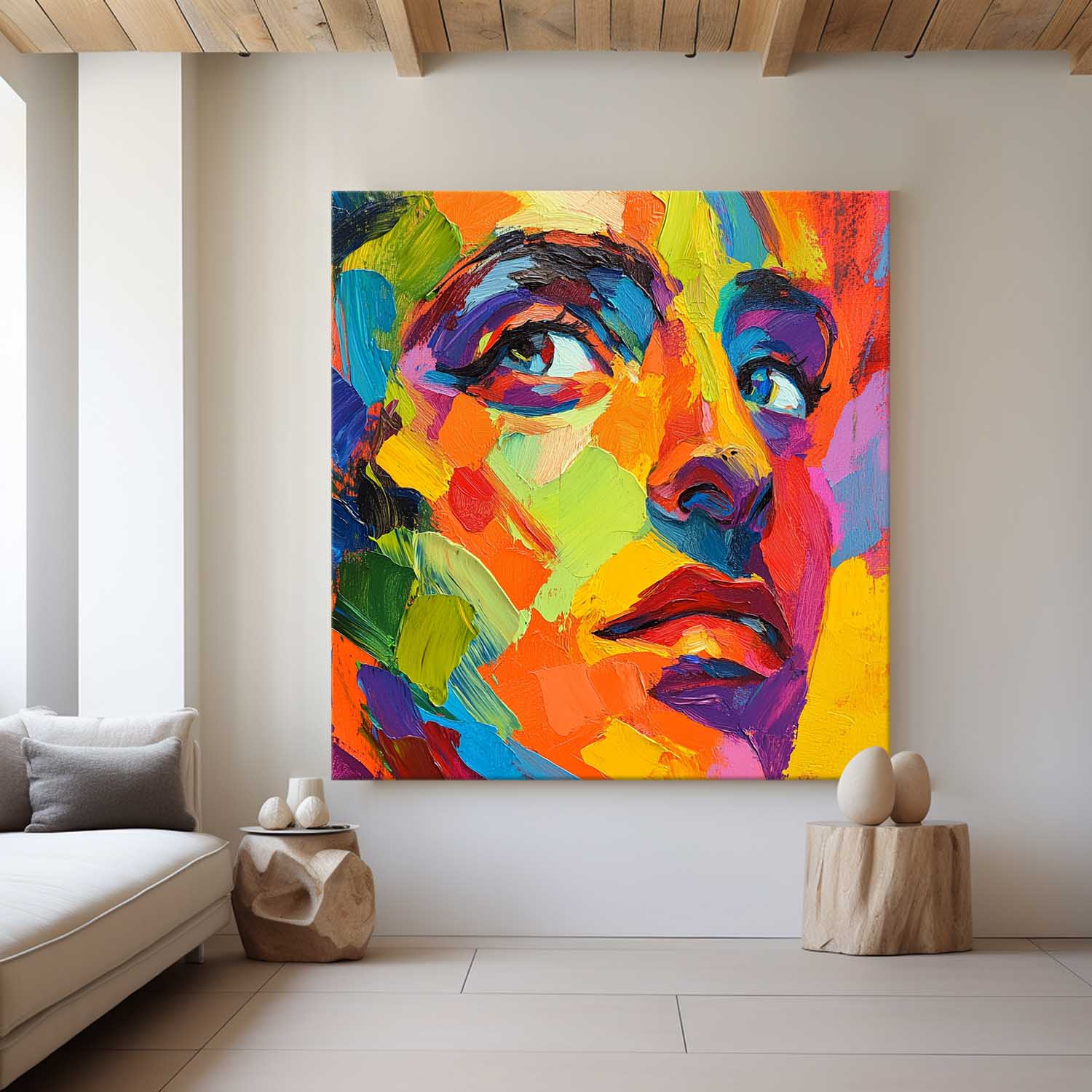 Vibrant Colorful Woman Face Canvas Art