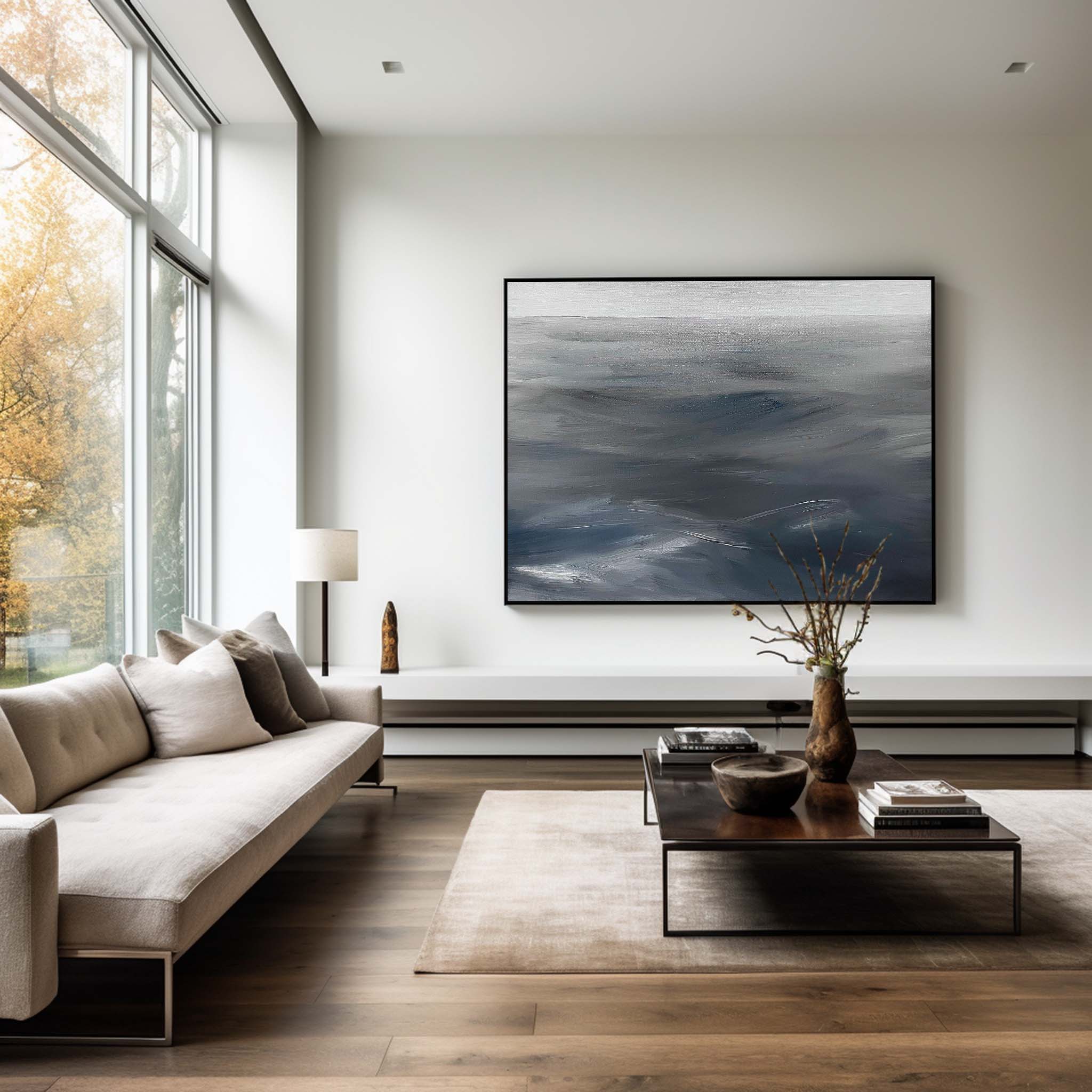 Moody Deep‑Tone Ocean Abstract  Wall Art
