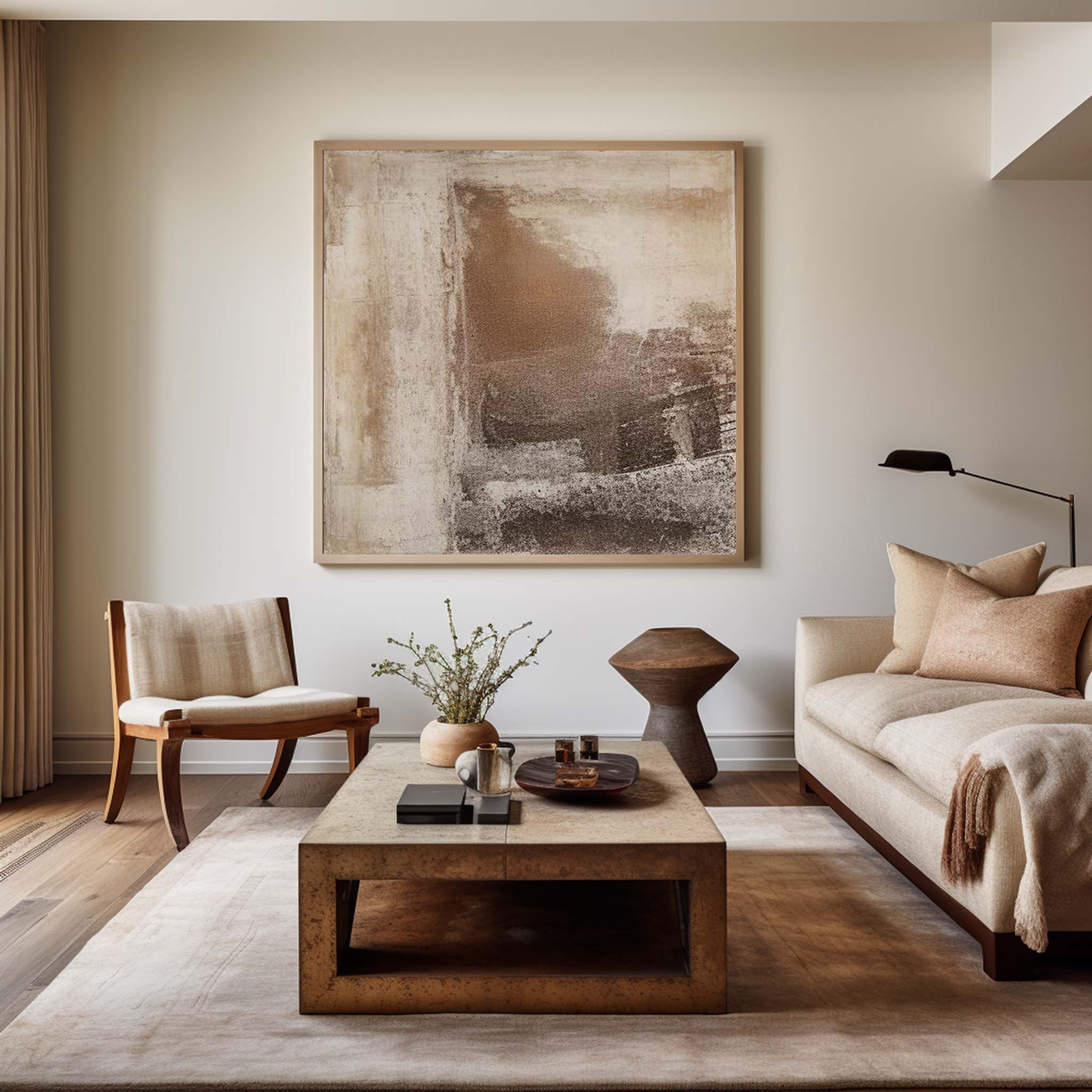 Beige Brown Textured Abstract Painting