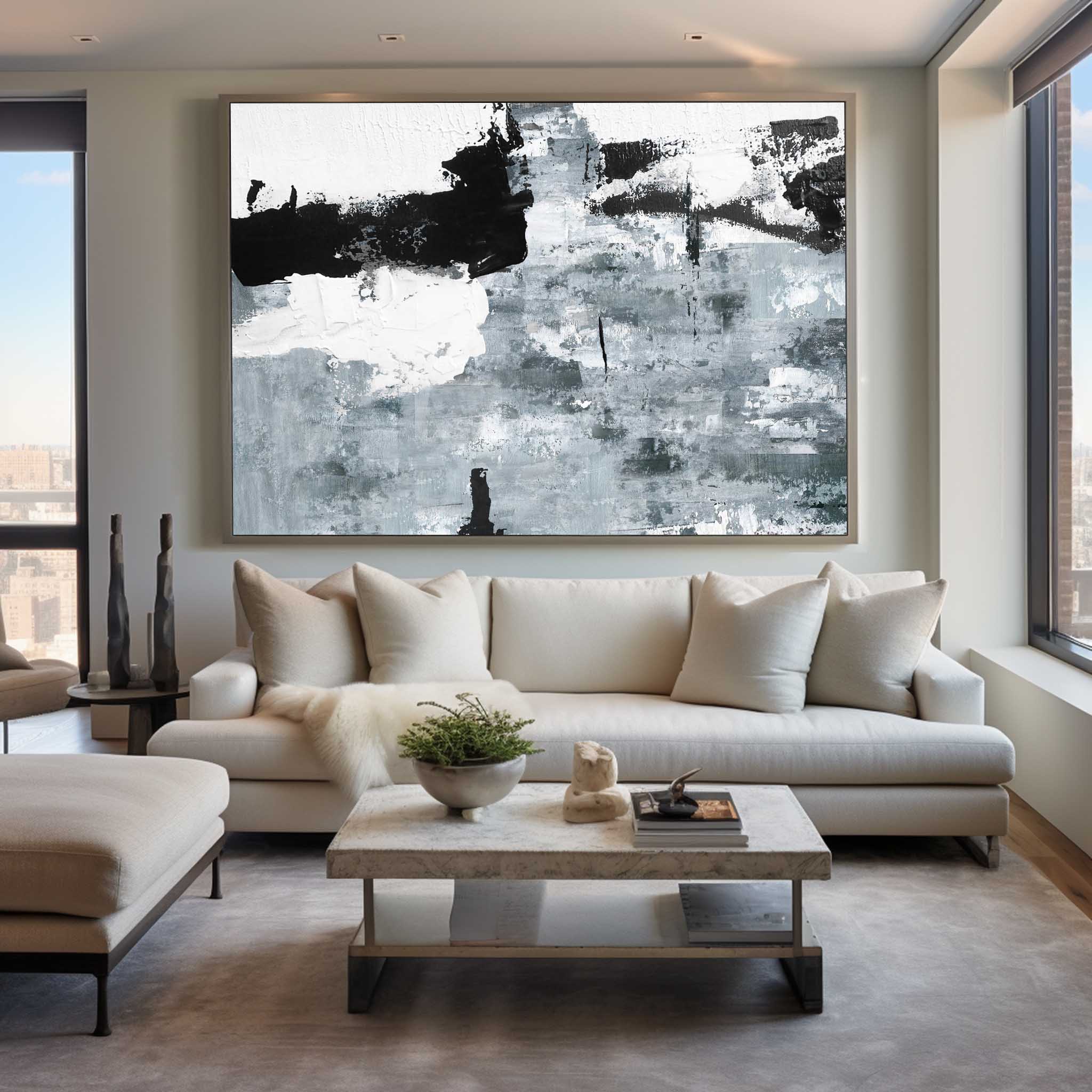 Black Grey Abstract Expressionist Painting