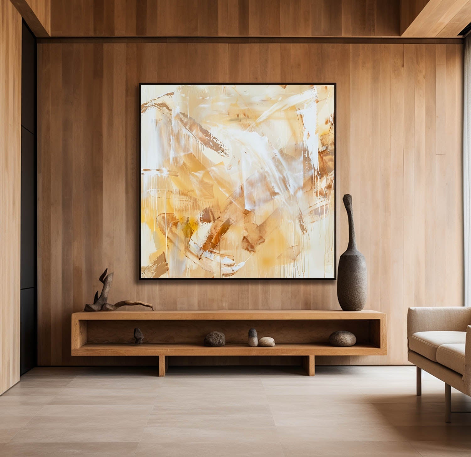 Wild Ochre Branches Modern Painting