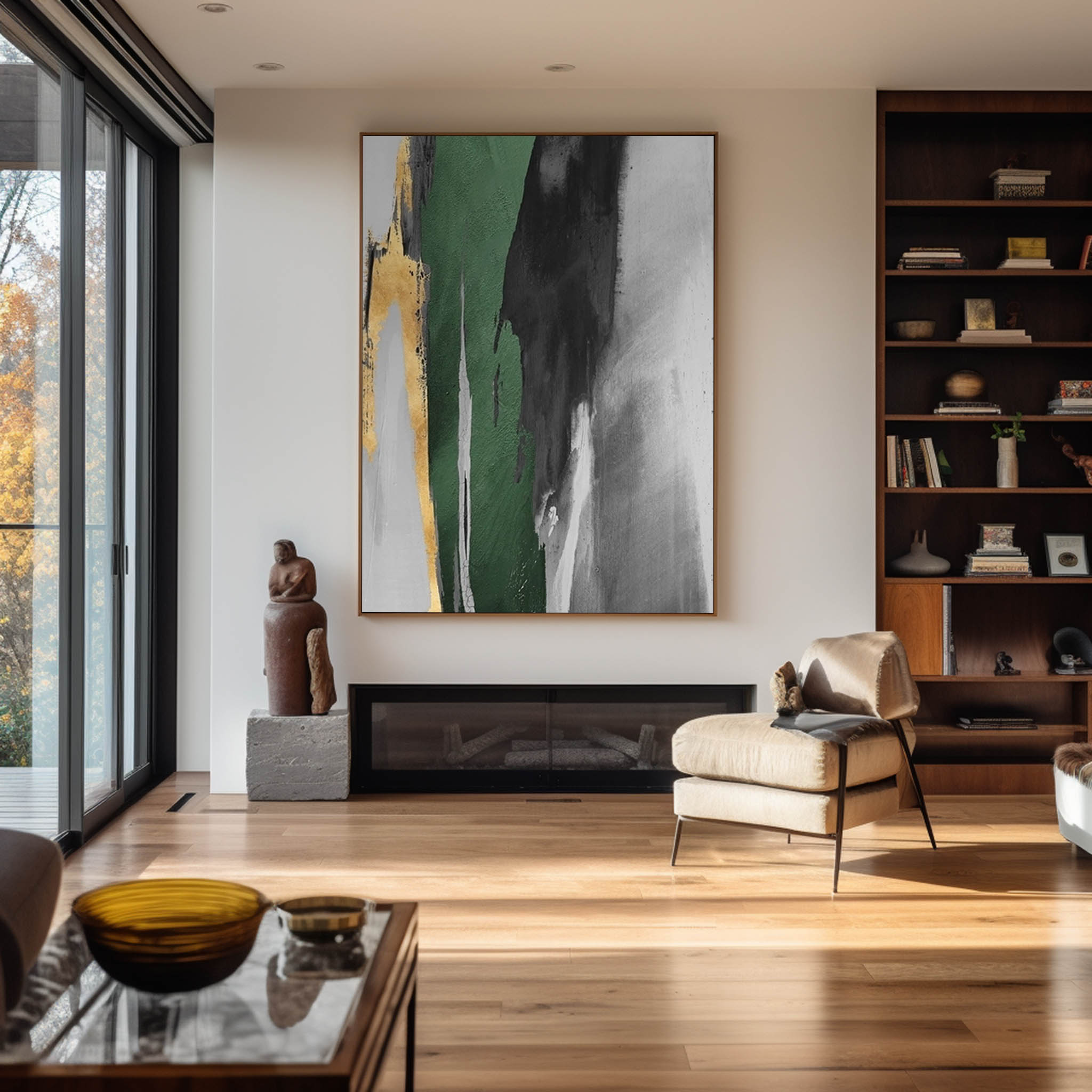 Green And Gold Abstract Painting