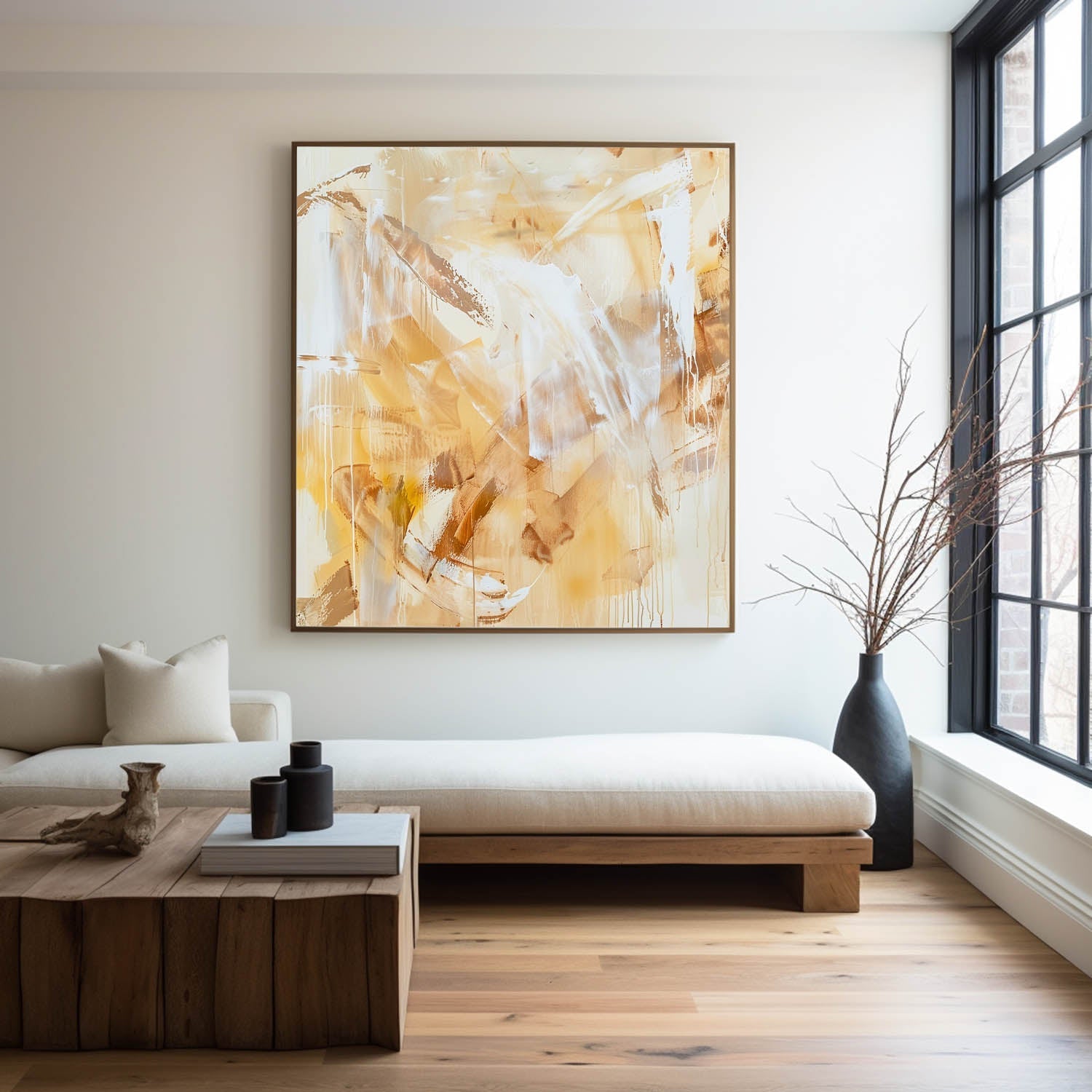 Wild Ochre Branches Modern Painting