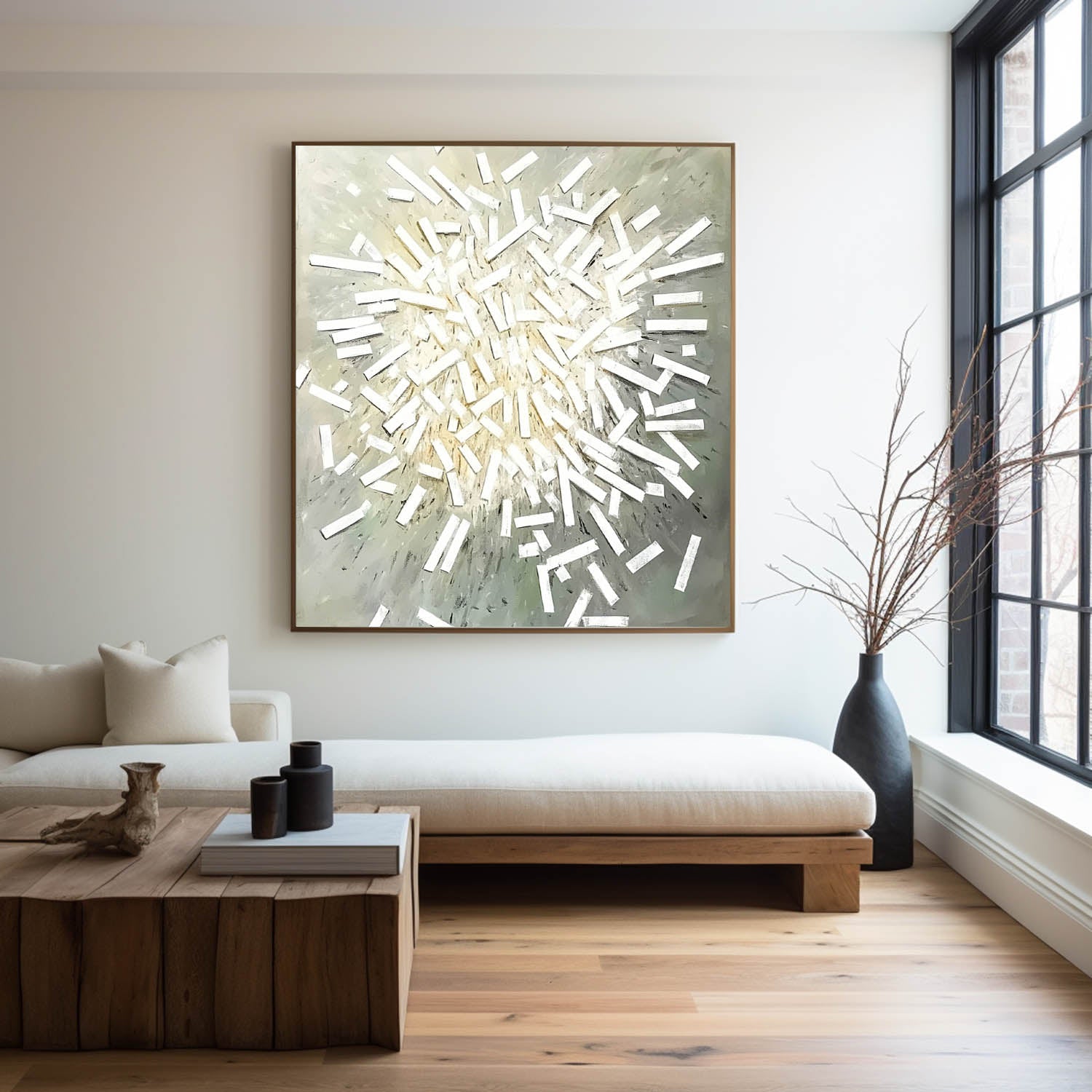 Liora White Burst Textured Canvas Wall Art