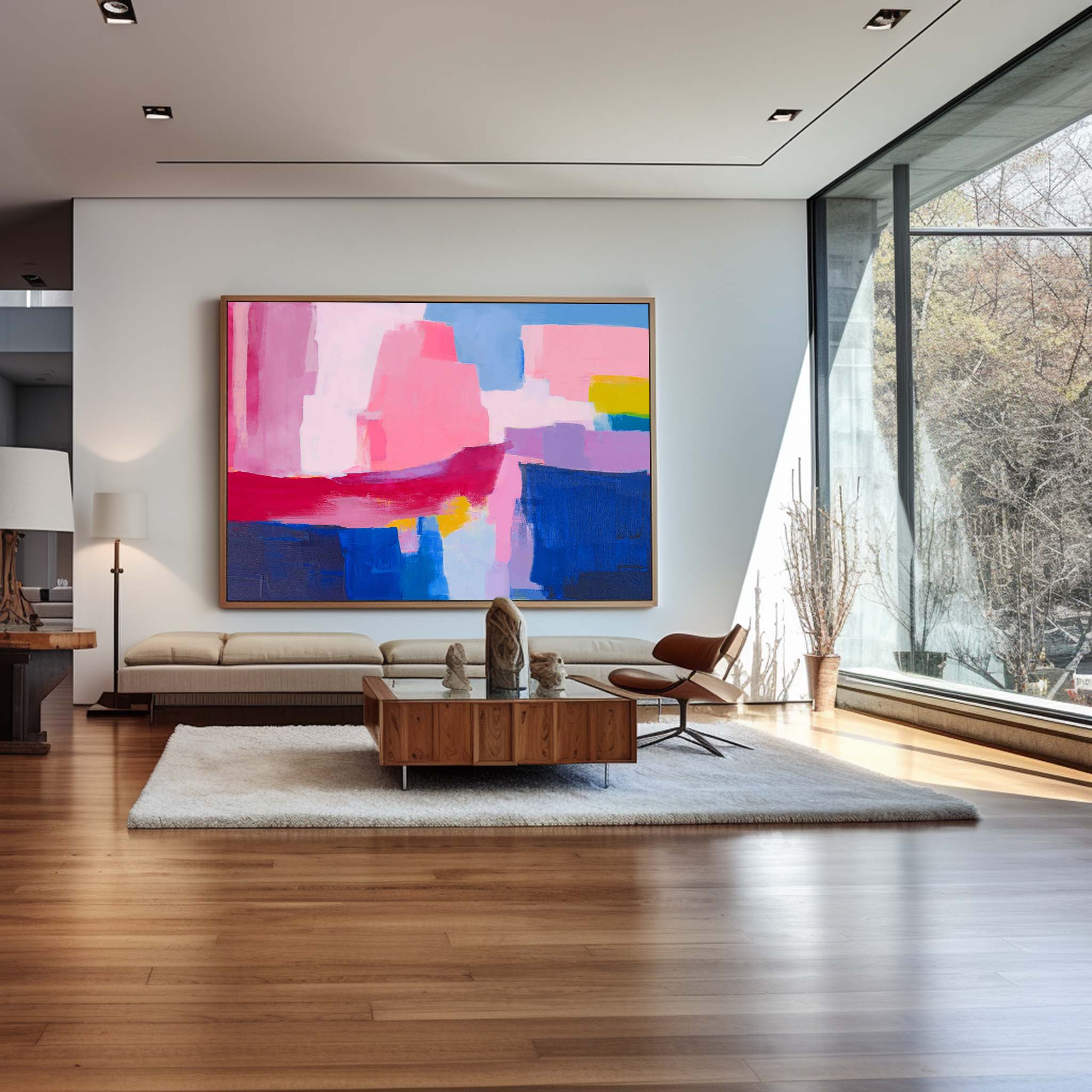 Vibrant Color Block Abstract Canvas Wall Art