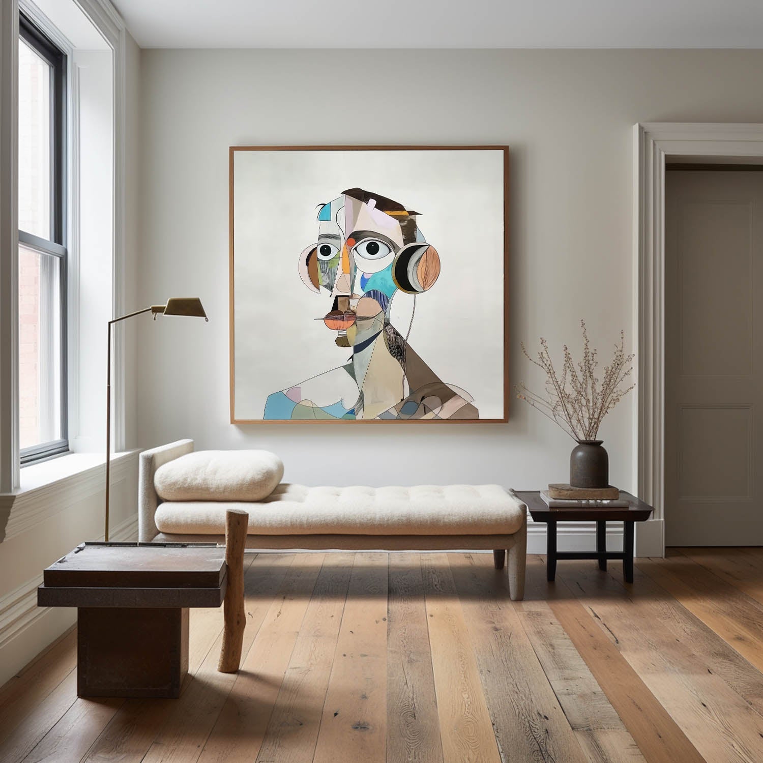 Fragmented Cubist Human Portrait Mixed‑Tone Abstract Layered Textured Artwork