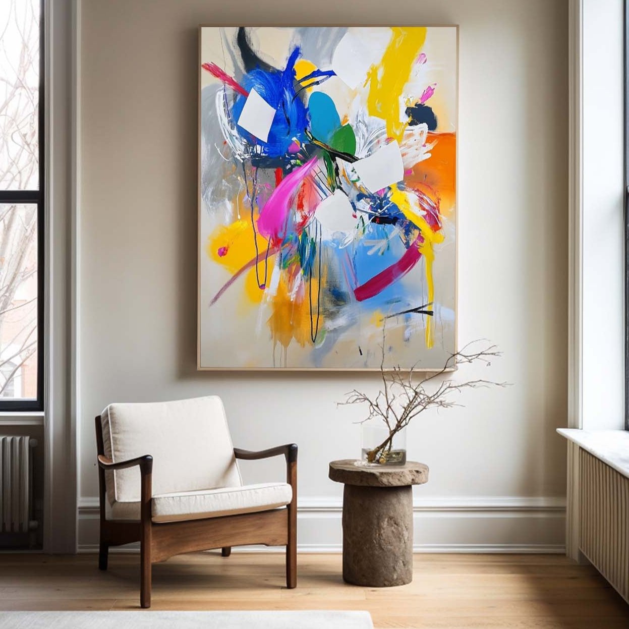Vibrant Splash Color Abstract Canvas Art