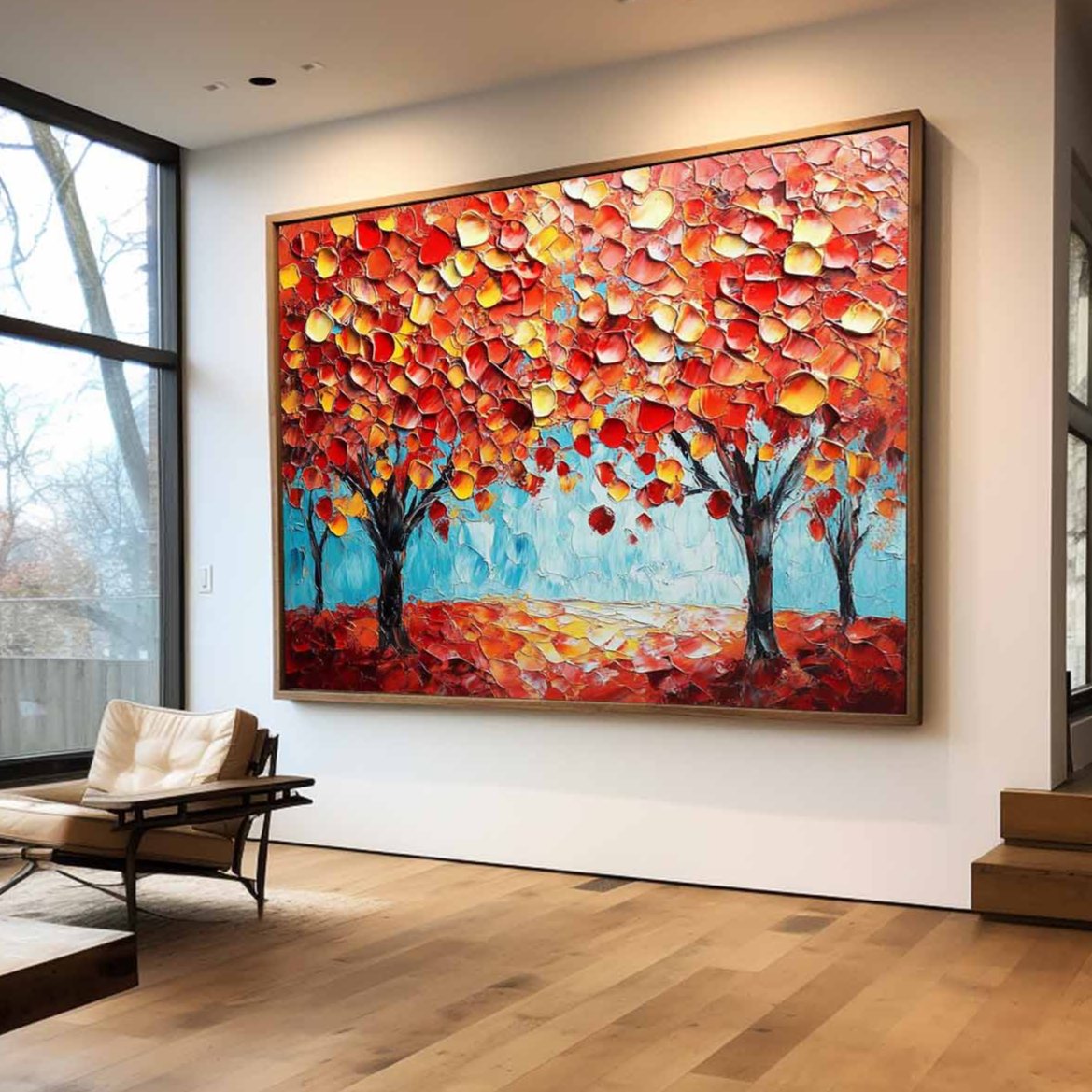 Autumn Canopy Trees Vibrant Landscape Art