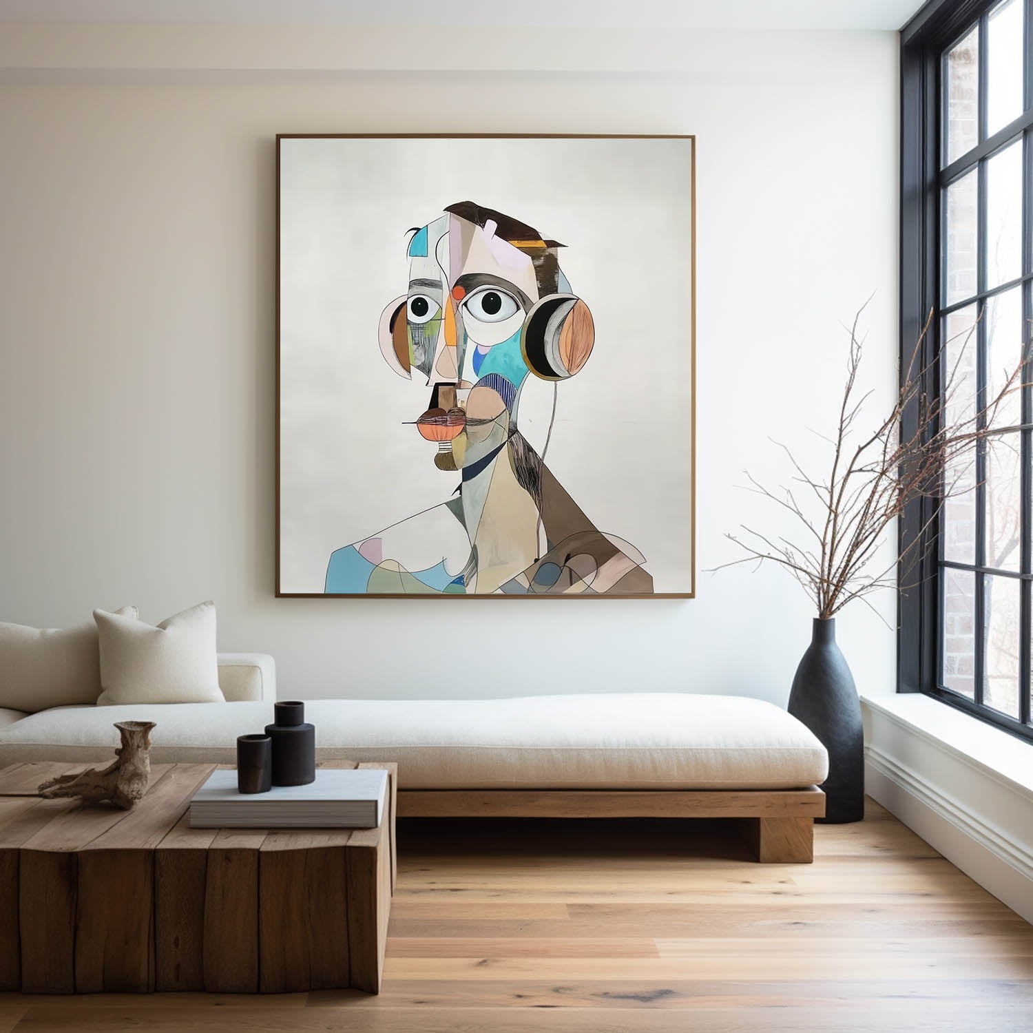 Fragmented Cubist Human Portrait Mixed‑Tone Abstract Layered Textured Artwork