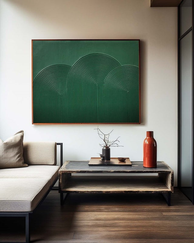 Emerald Green Geometric Abstract Painting