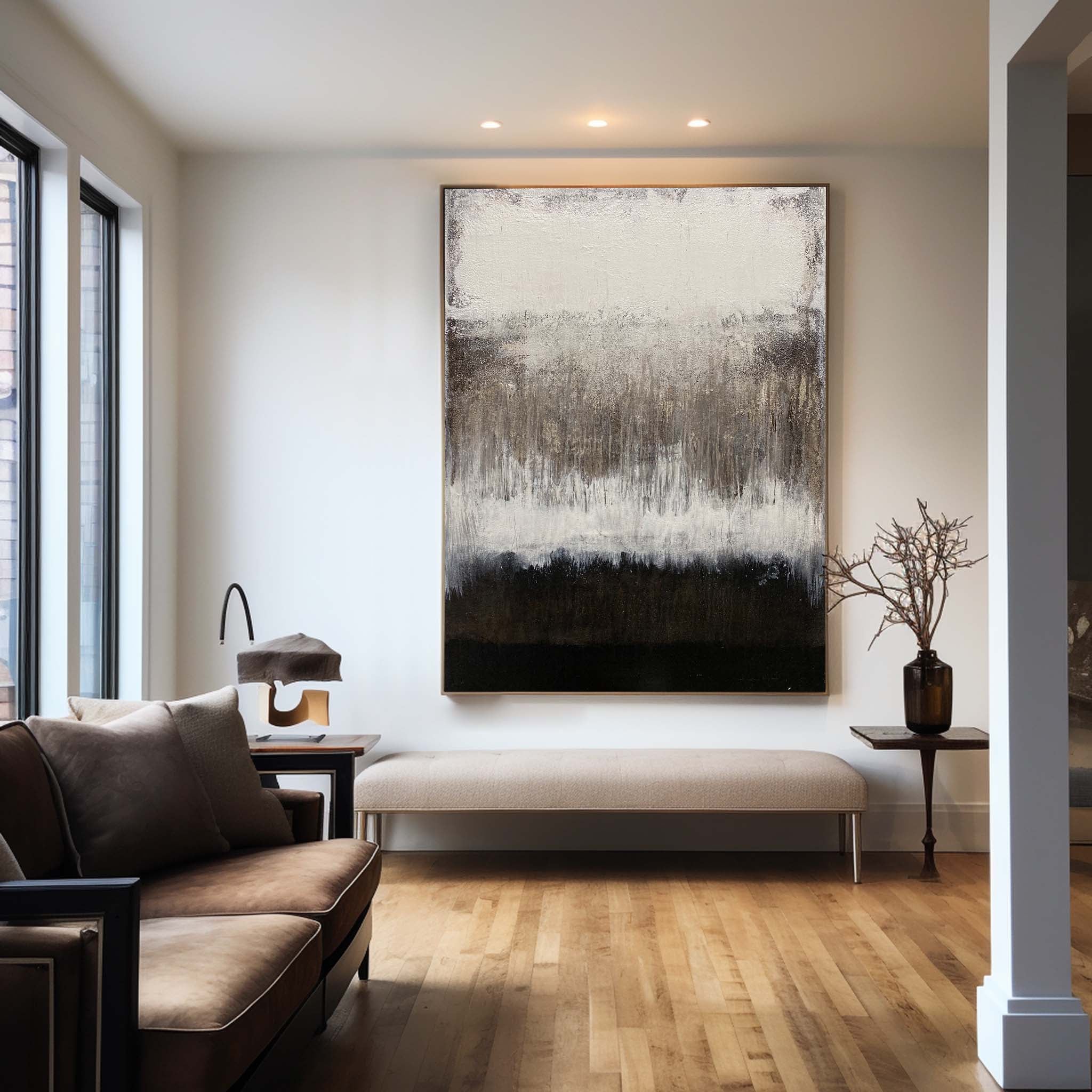 Black White Grey Abstract Painting ABAV119 - Neutralighting