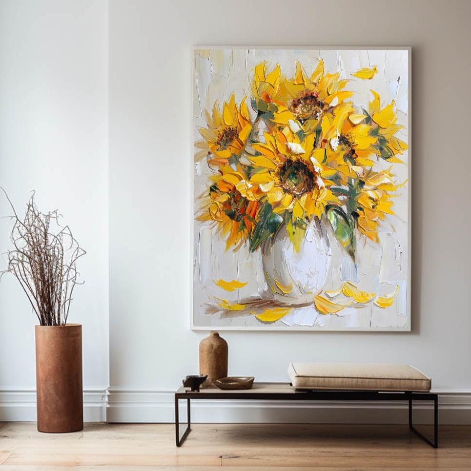 Yellow Sunflower Bouquet Floral  Painting