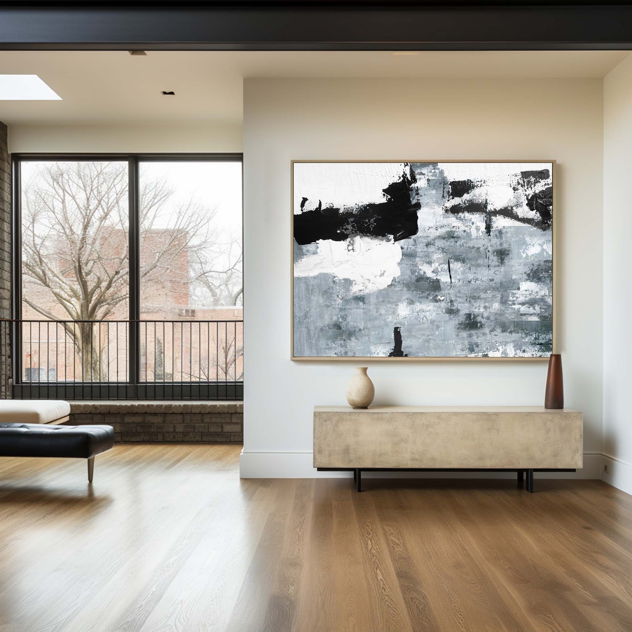 Black Grey Abstract Expressionist Painting