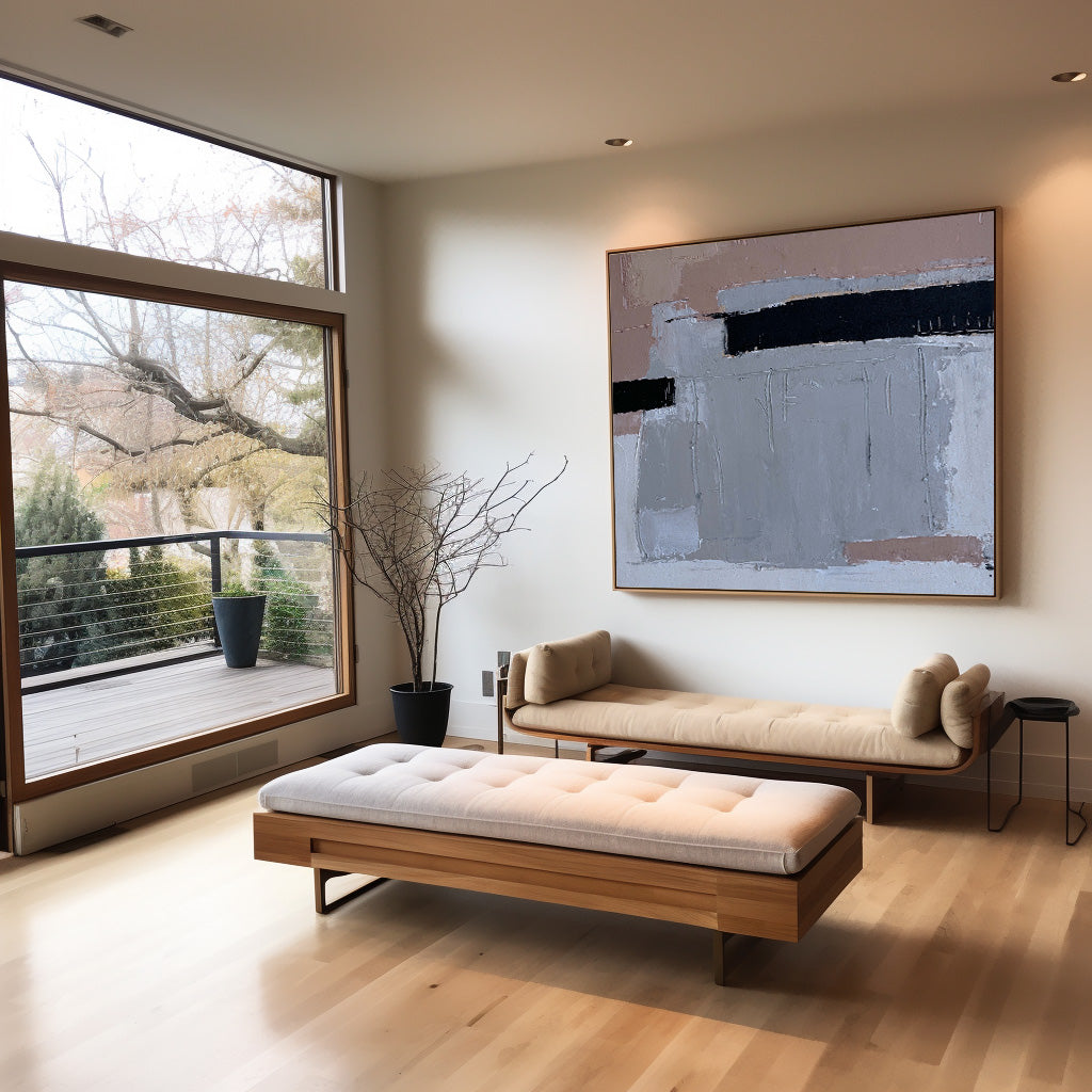 Minimalist Beige Abstract Oil Painting
