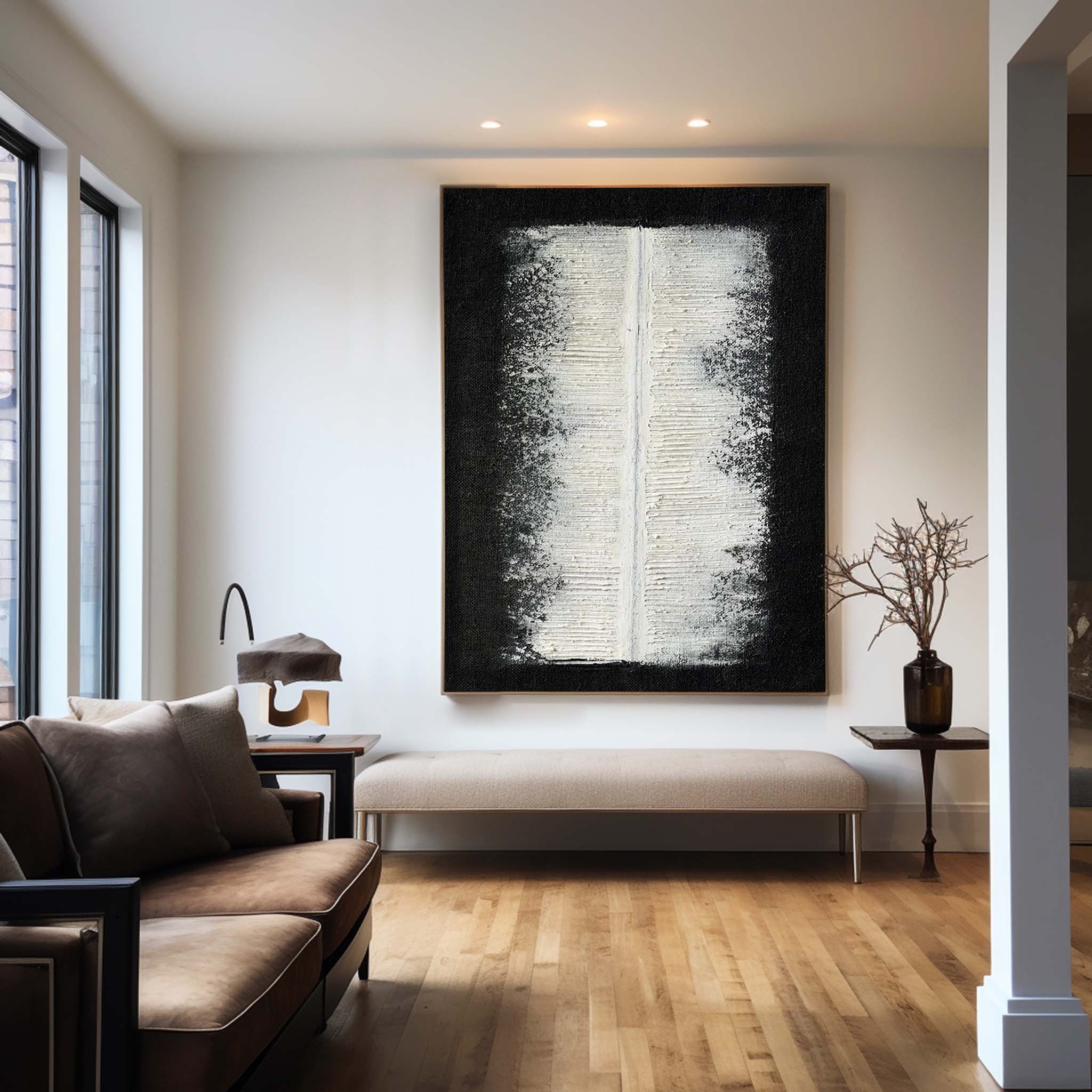 Black‑White Square Textured‑Block Monochrome Artwork