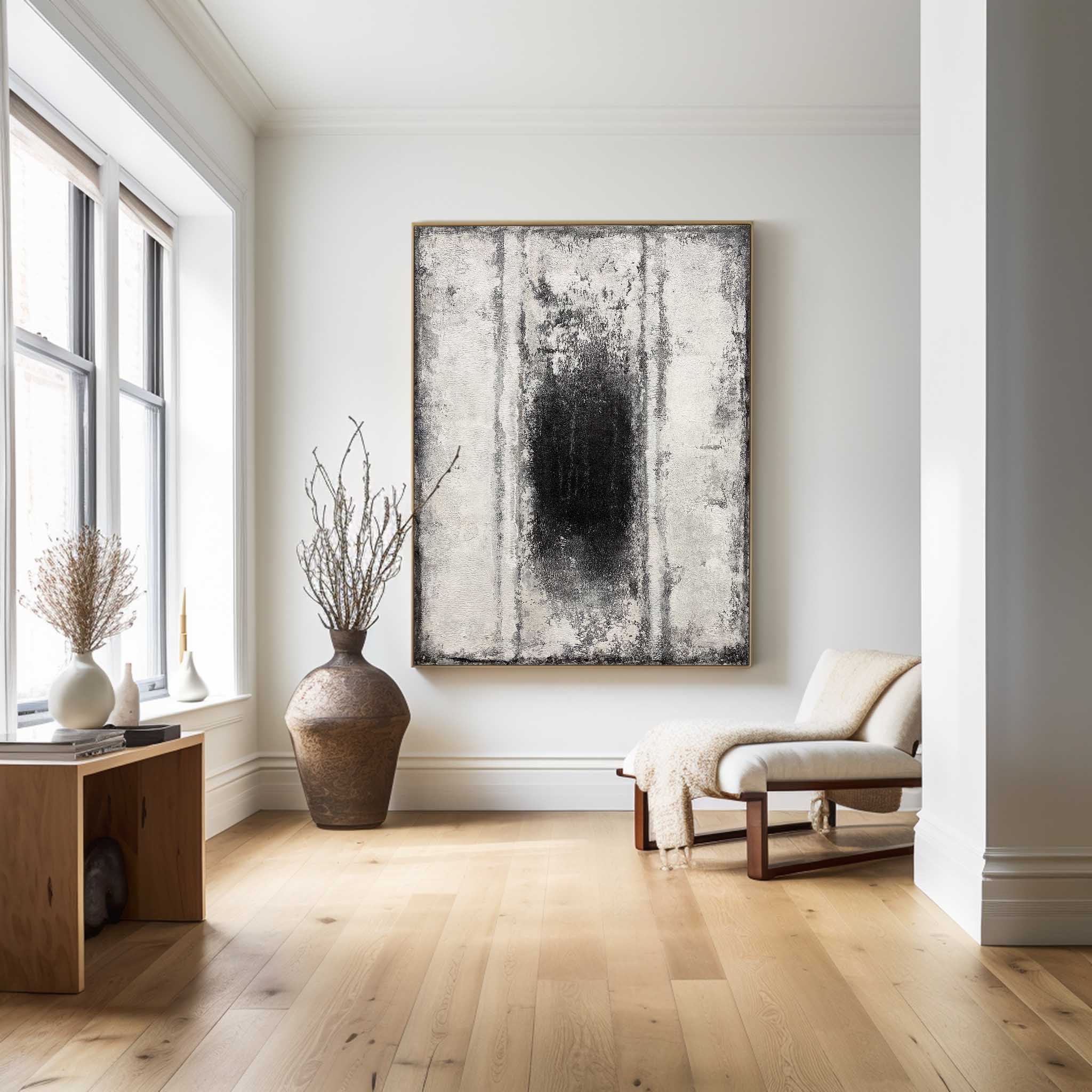 Black And White Abstract Painting ABAV115 - Neutralighting