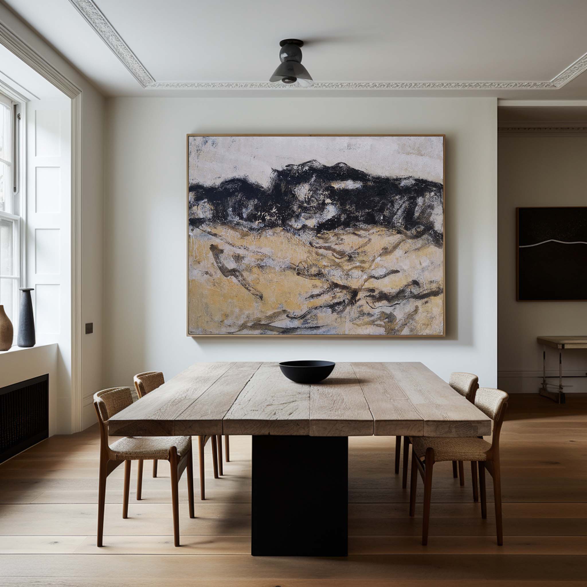 Black And Gold Abstract  Painting #ABAH32