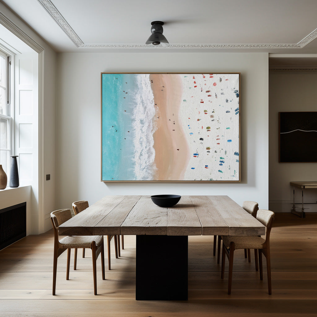 Coastal Beach Abstract Hand‑Painted Multi‑Speckled Thick Textured Artwork