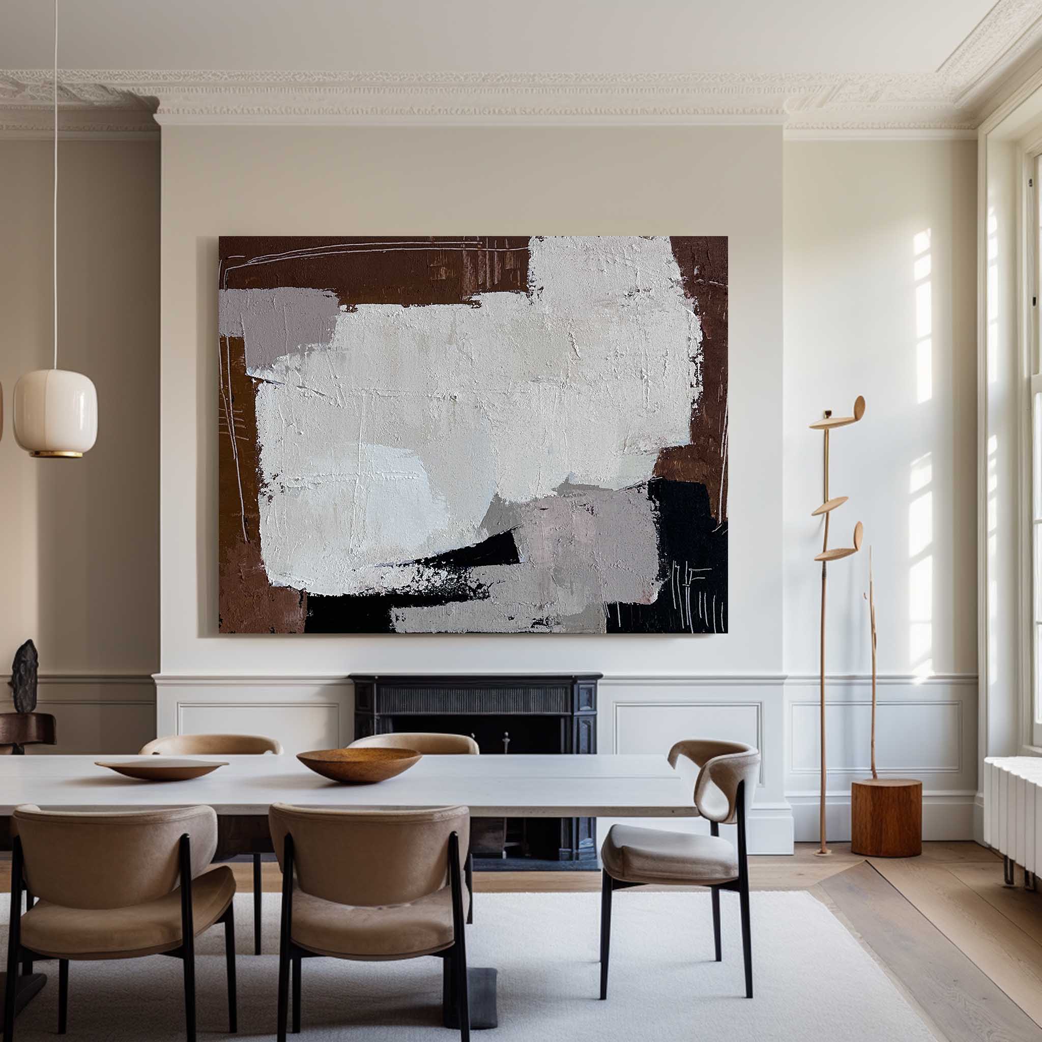 Thick Texture Earth‑Tone Abstract Art Warm Contemporary Living Room Wall Piece