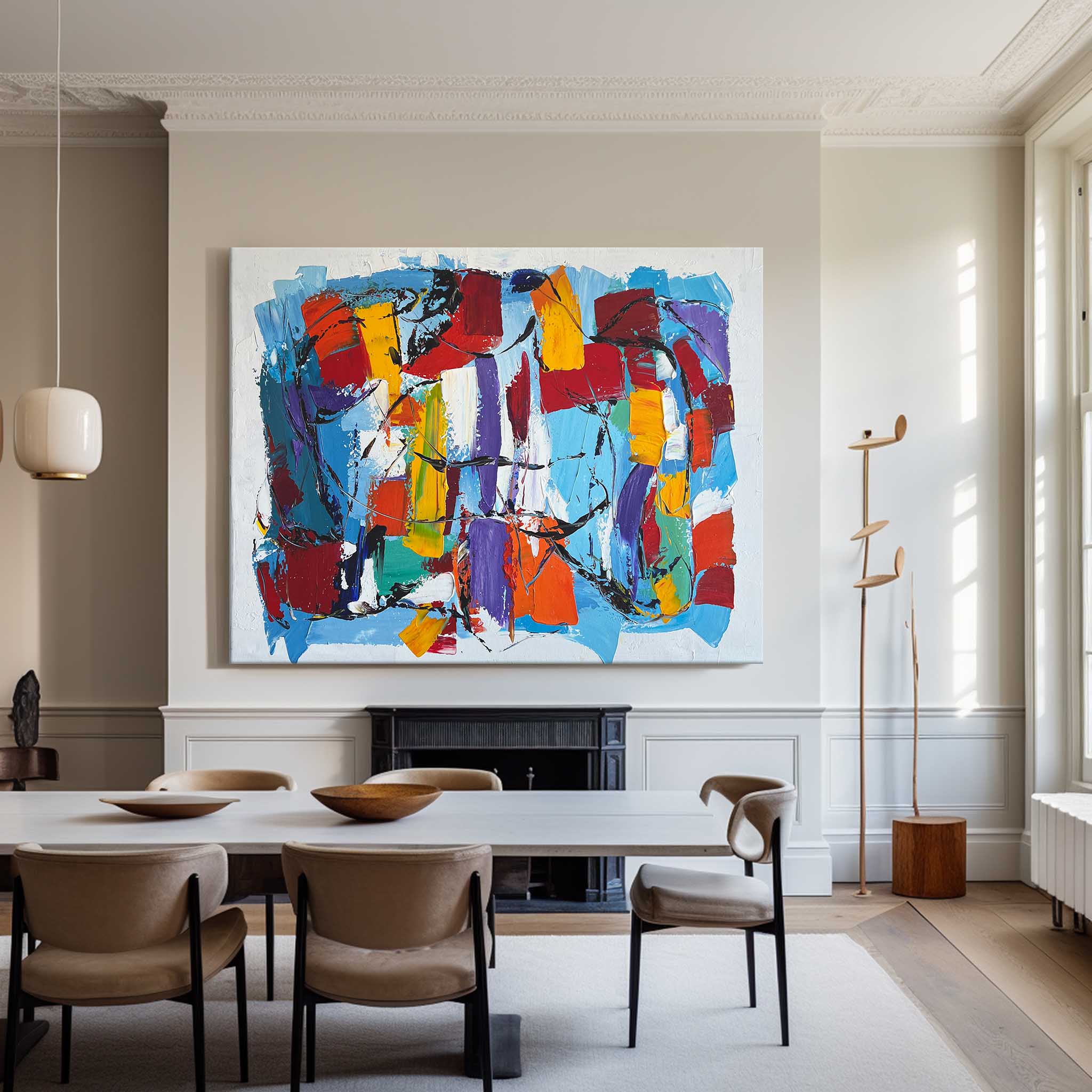 Colorful Abstract Geometric Block Painting
