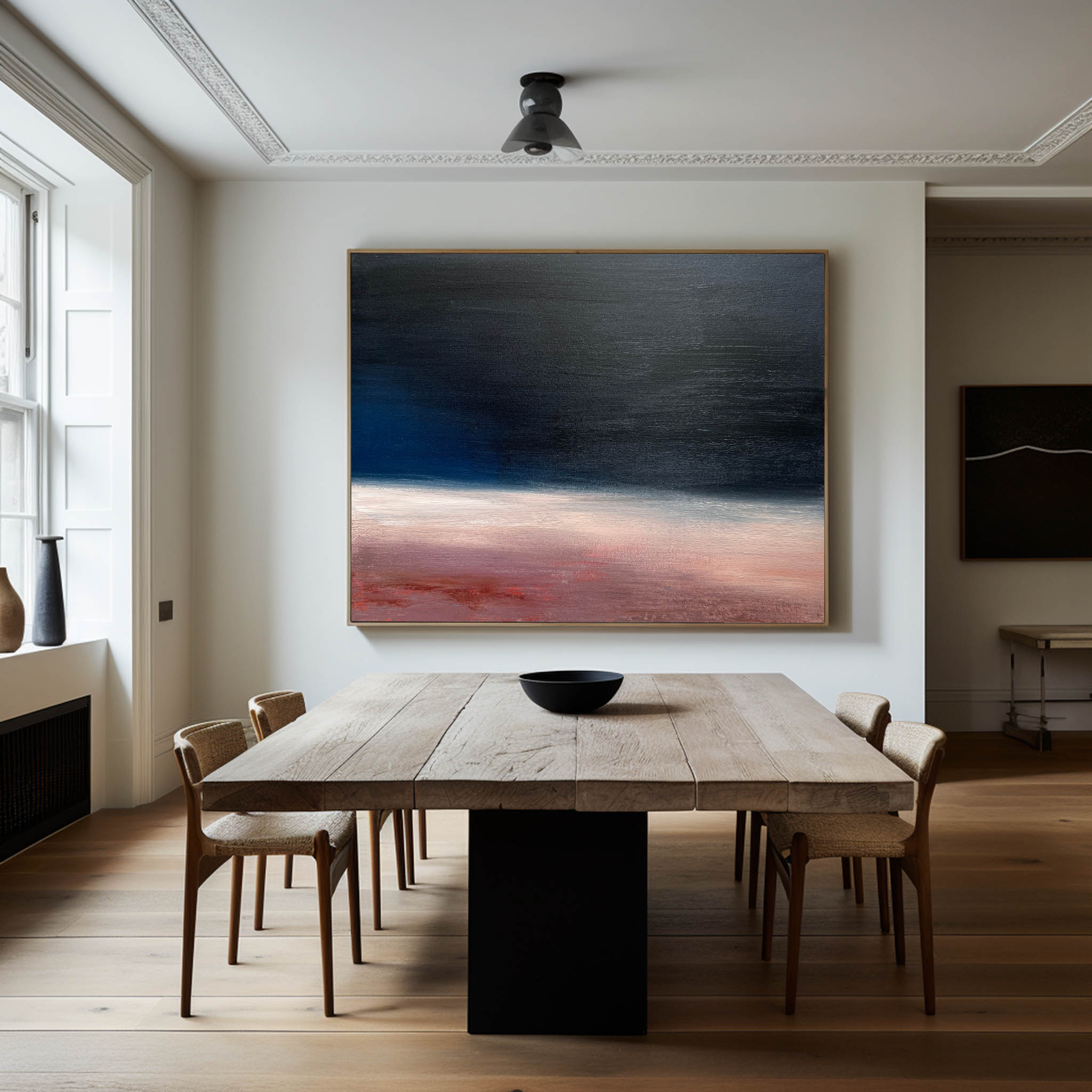 Gradient Horizon Minimal Abstract Unstretched Linen Canvas Wall Art