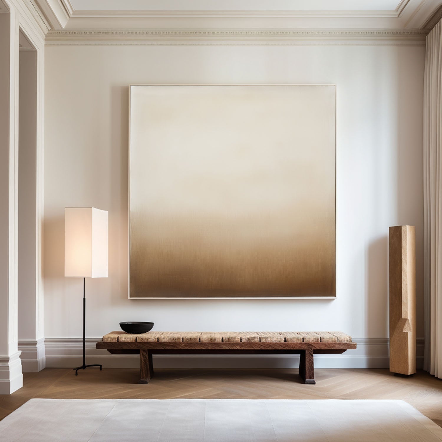 Neutral Taupe Gradient Wash Square Canvas Art