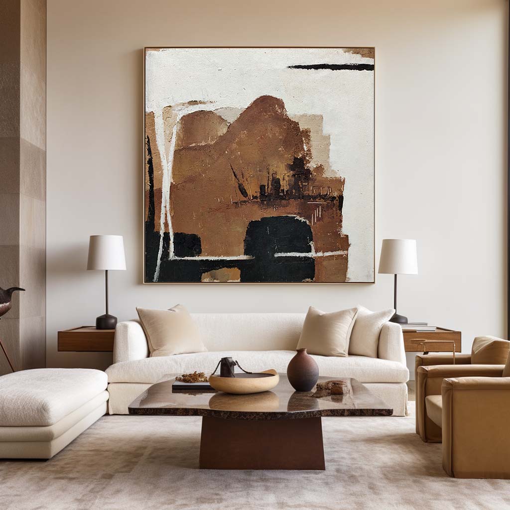 Black And Brown Minimalist Painting ABAS55 - Neutralighting