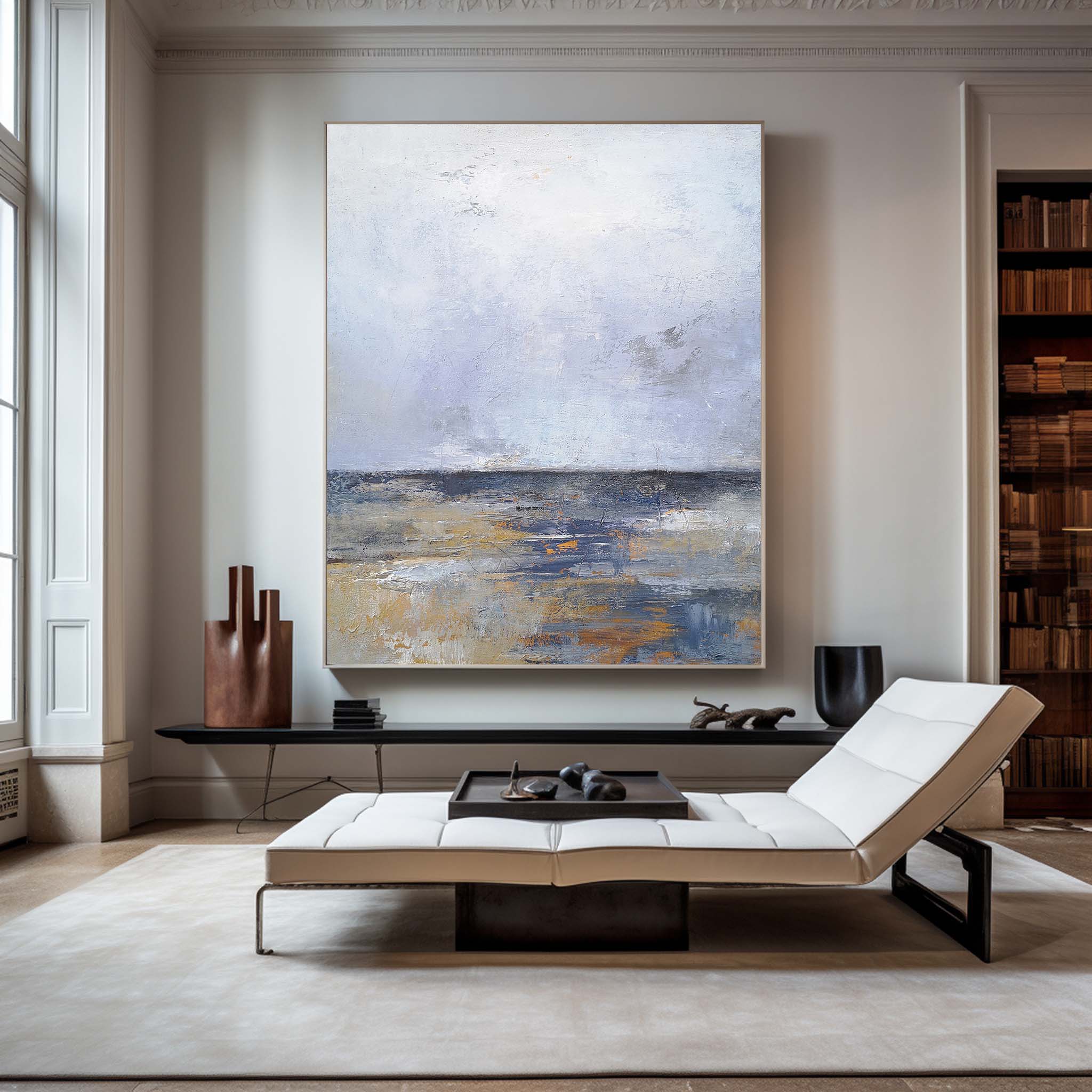 Seascape Blue Grey White Coastal Abstract Painting