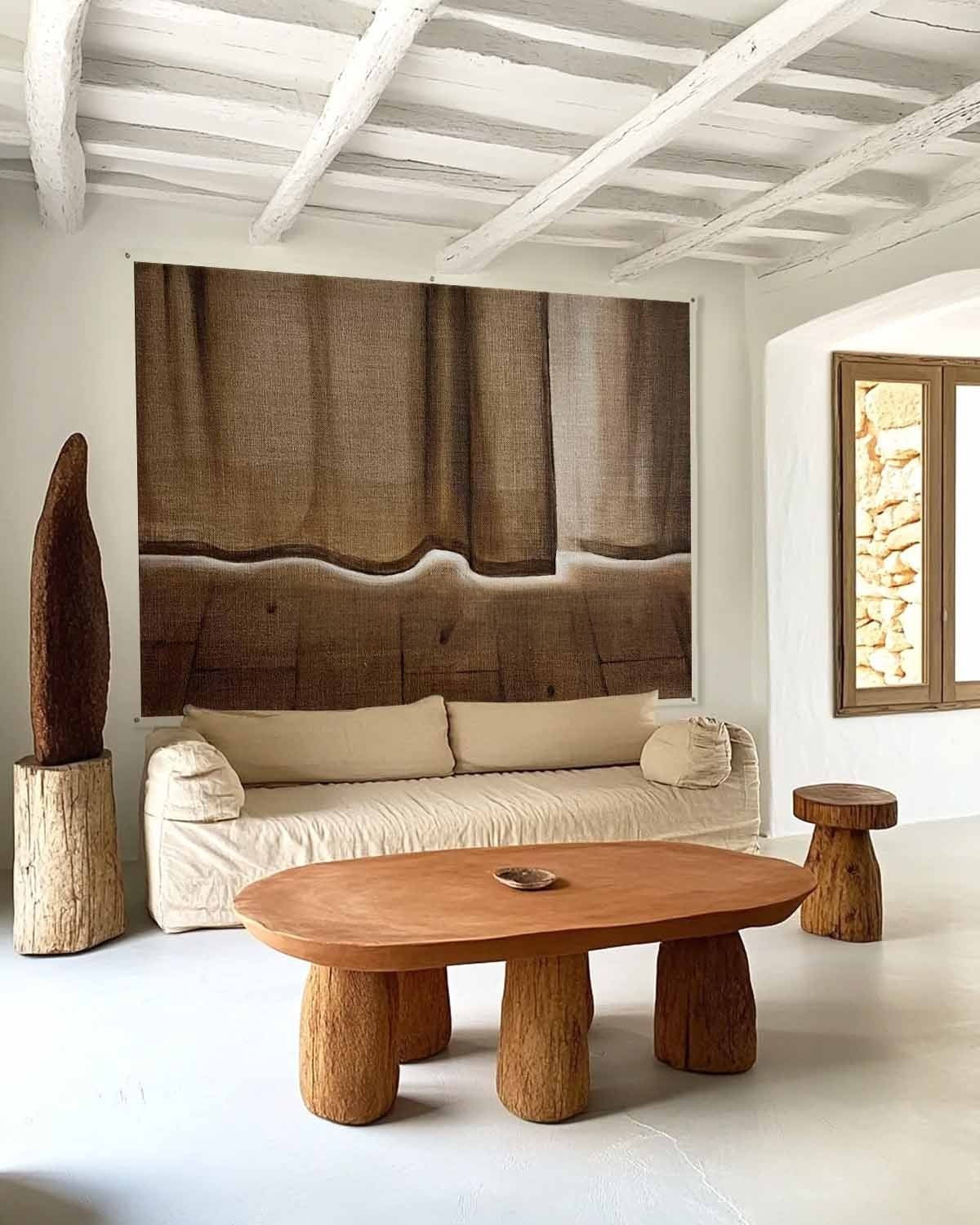 Wall Art Minimalist Textured Linen Curtain