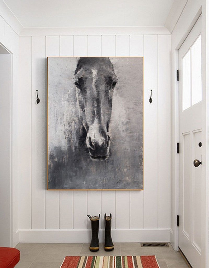 Grey White Abstract Horse Art ANH02 - Neutralighting