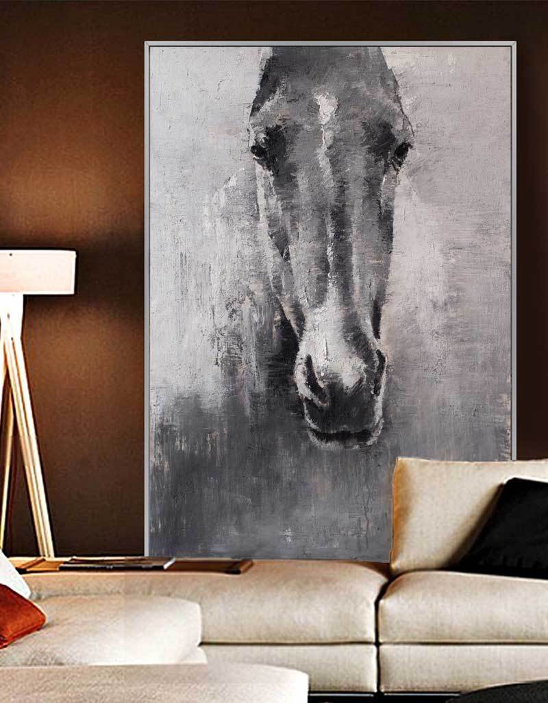 Grey White Abstract Horse Art ANH02 - Neutralighting
